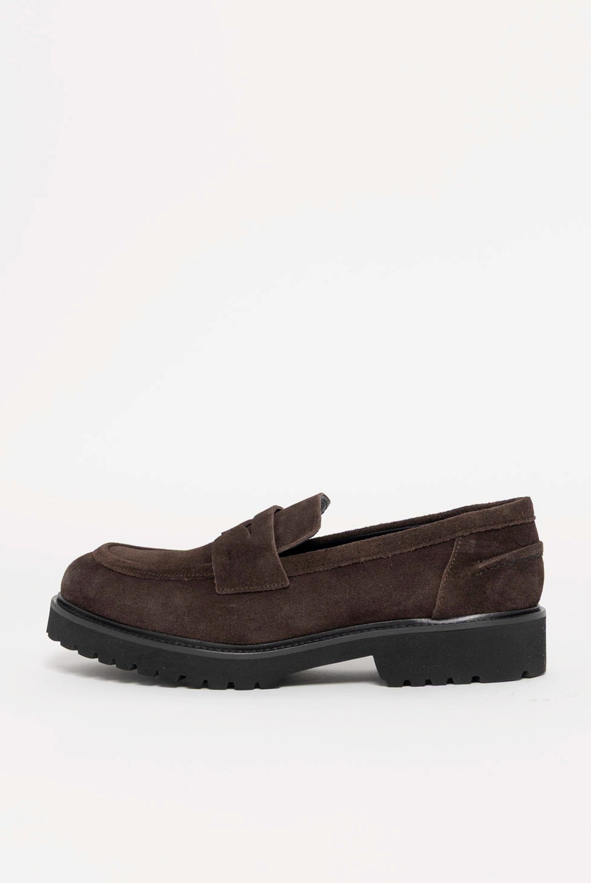 swatch_Dark Brown Suede l'idea italian leather penny loafer