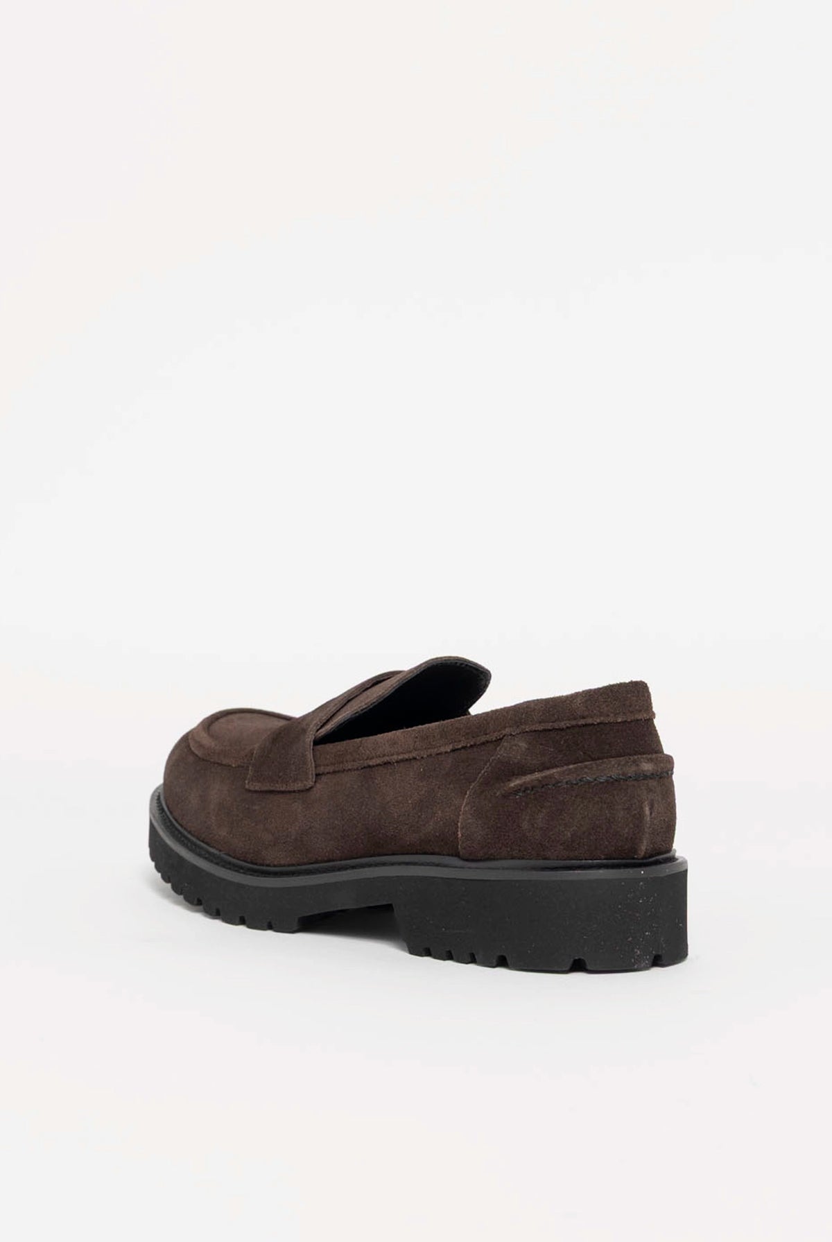 swatch_Dark Brown Suede l'idea italian leather penny loafer