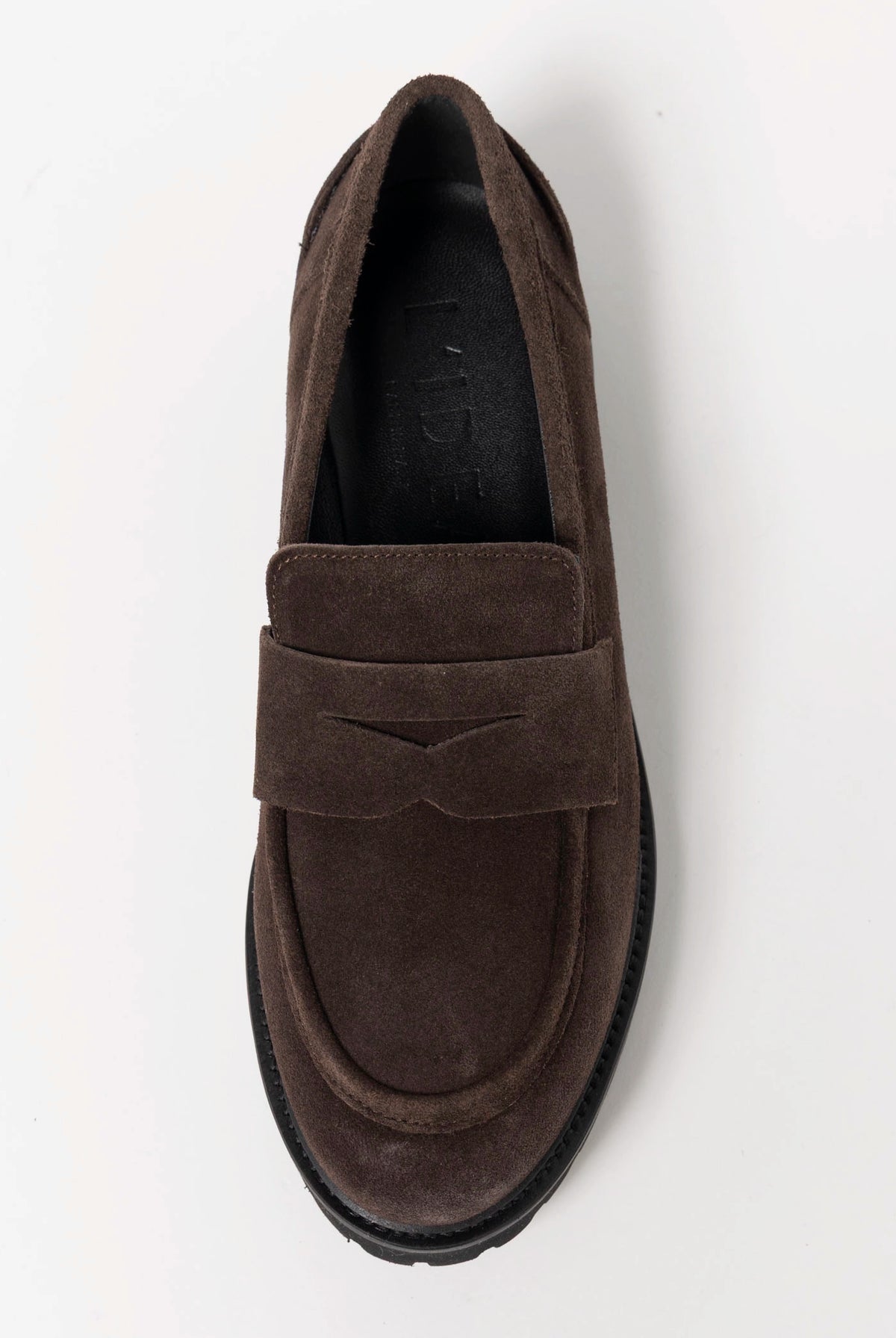 swatch_Dark Brown Suede l'idea italian leather penny loafer