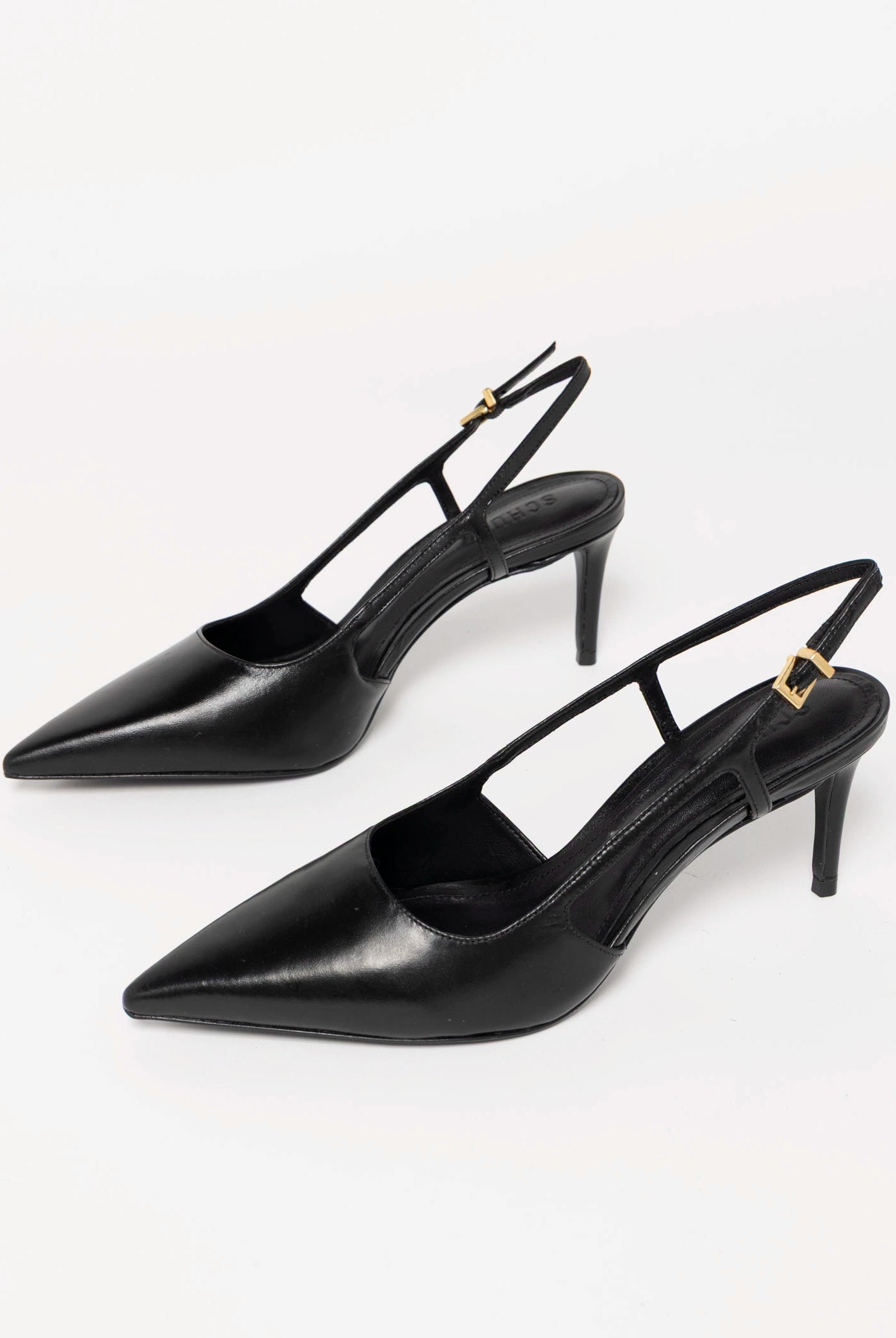 swatch_Black Leather schutz boris mid heel slingback pump