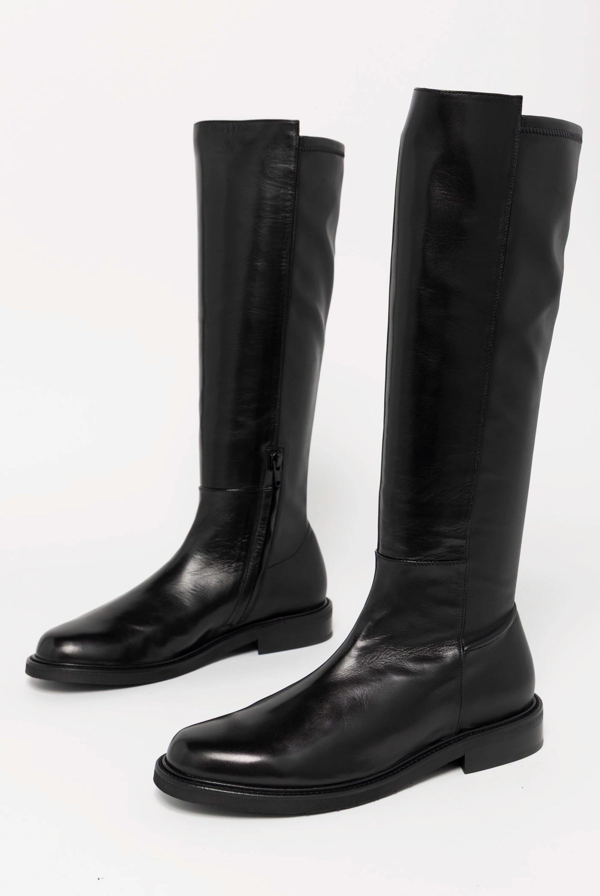 swatch_Black Leather mara bini tall leather riding boot