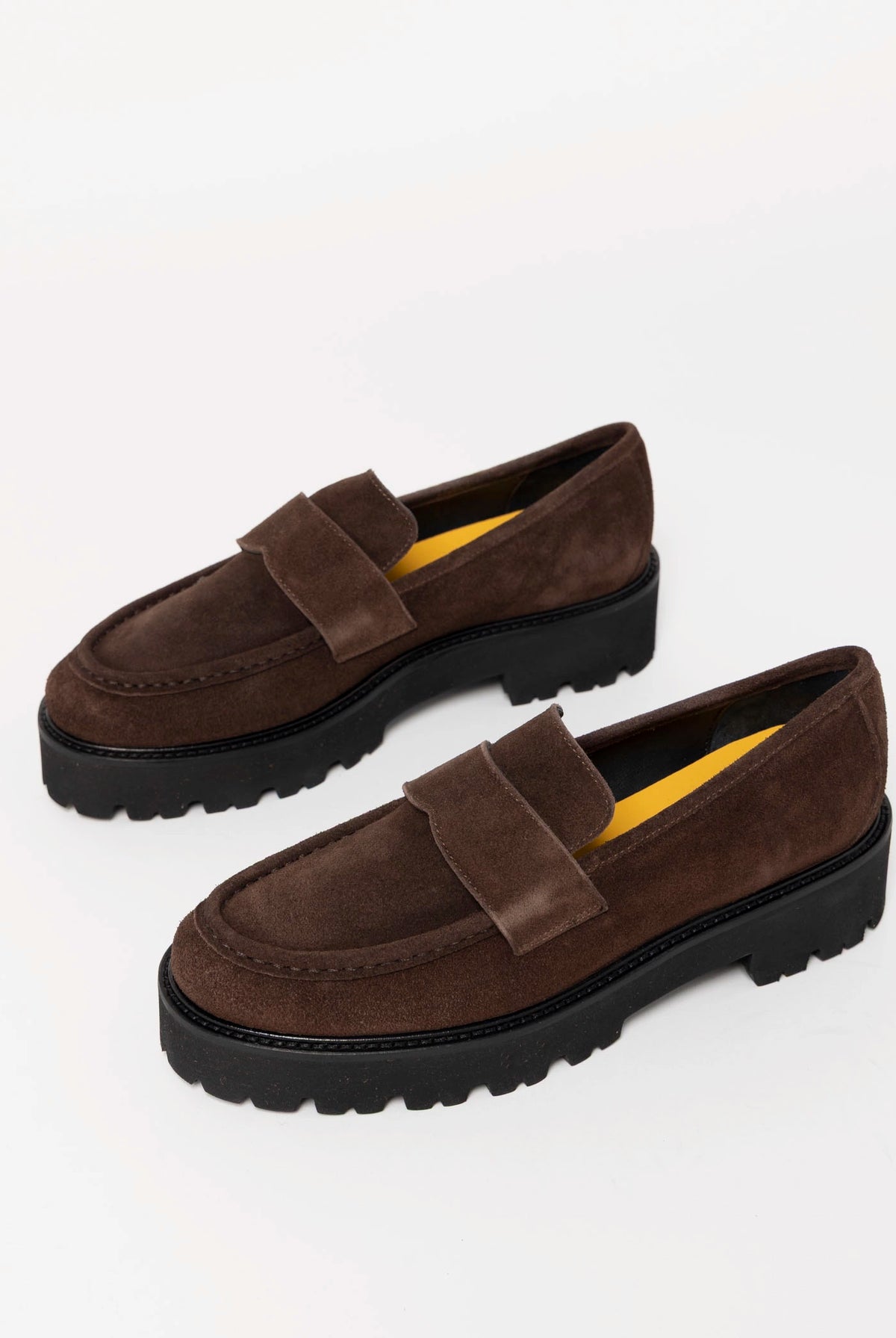 swatch_Chocolate Suede l'idea lug sole loafer