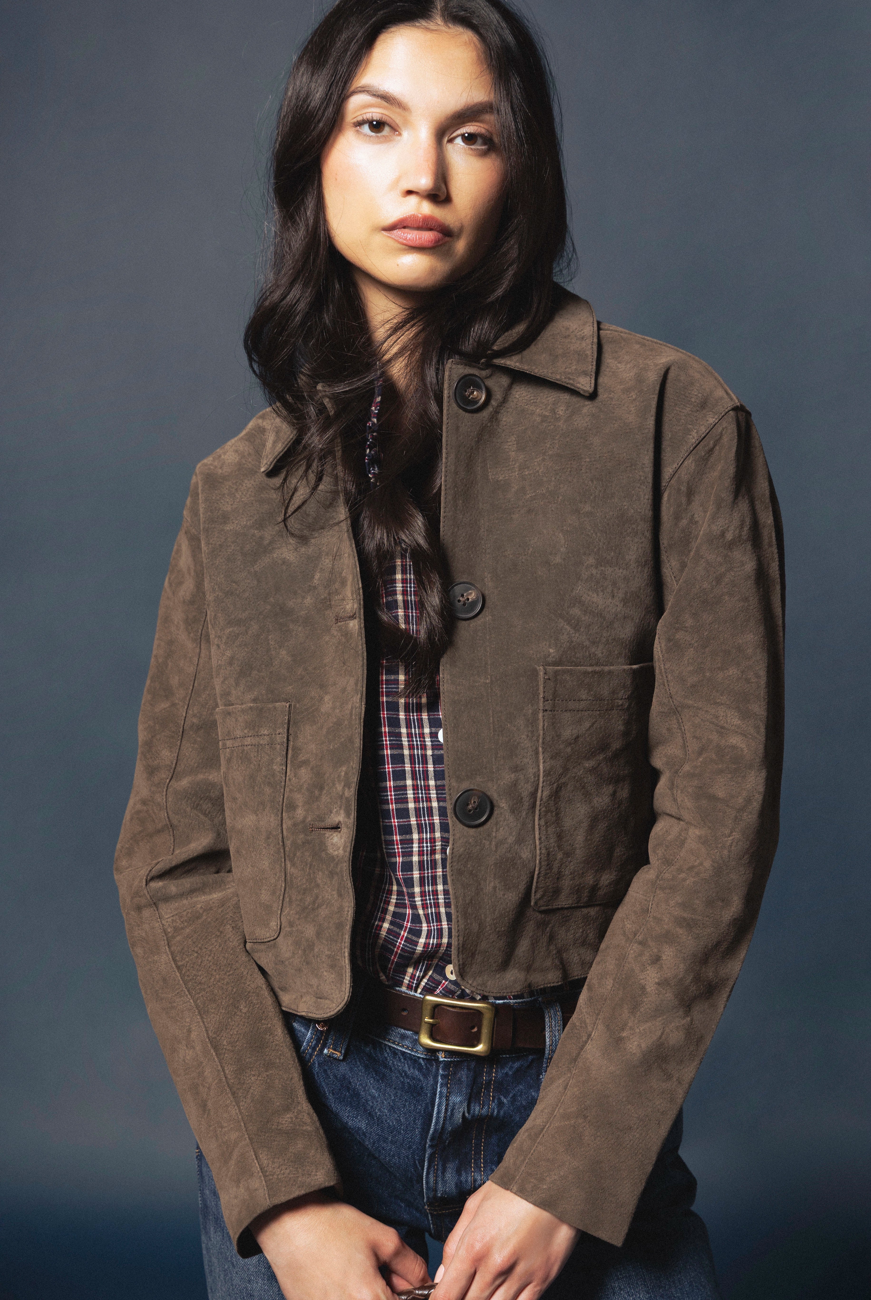 swatch_Navy alexa plaid button down blouse
