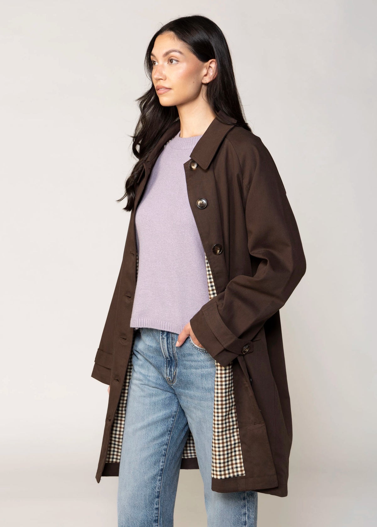 swatch_Brown aaron and amber brown midi trench with inside check