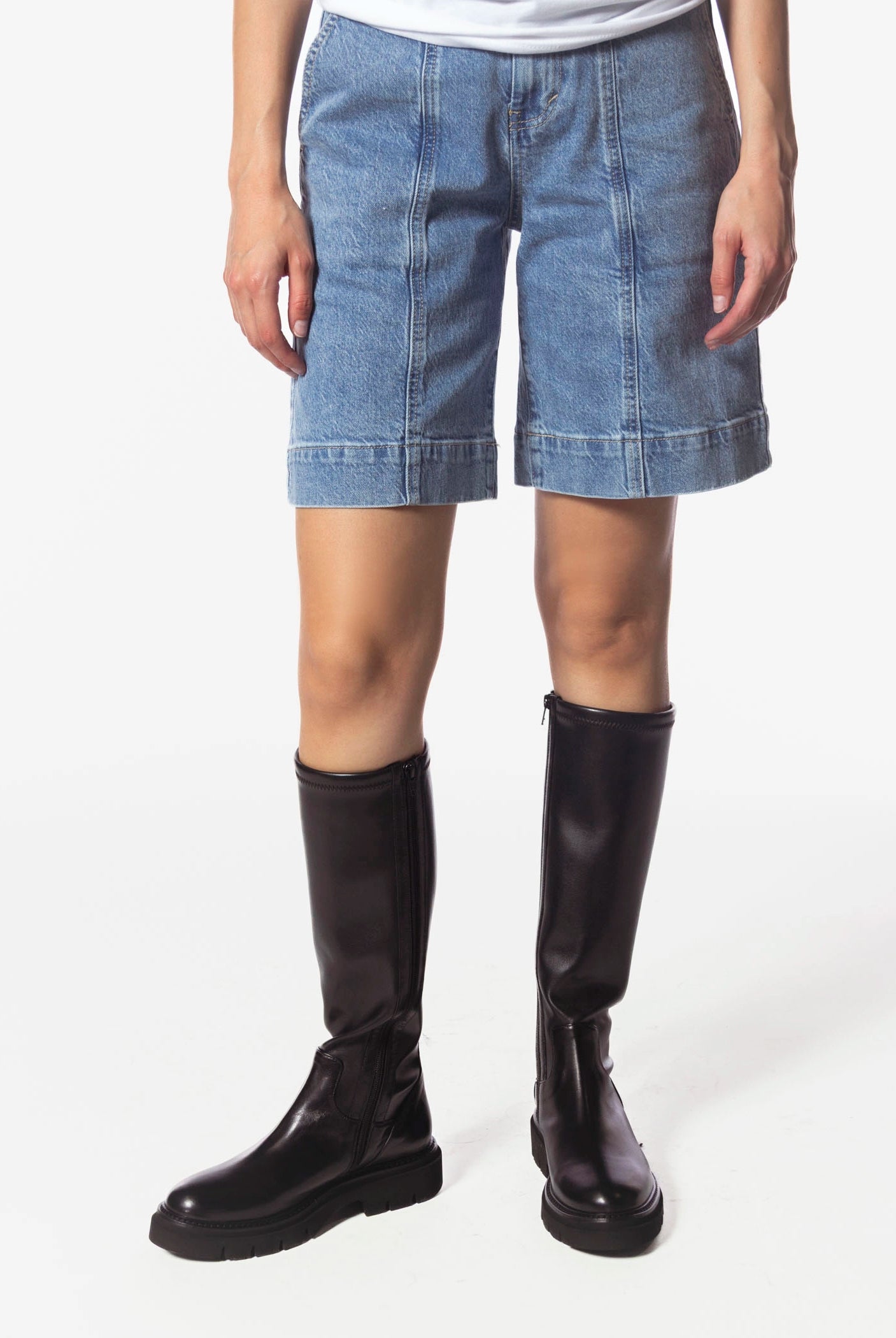 swatch_Black Leather tall stretch boot shoes