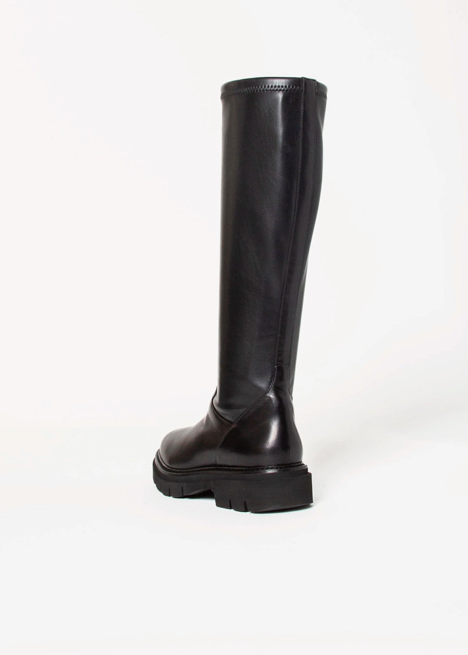 swatch_Black Leather tall stretch boot shoes