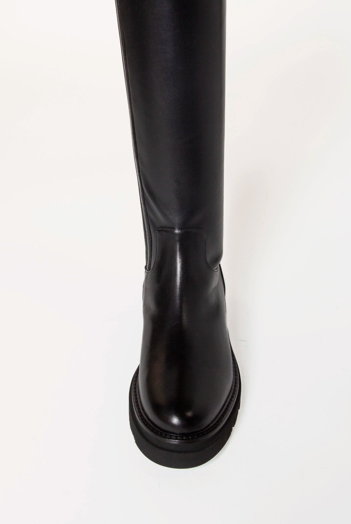 swatch_Black Leather tall stretch boot shoes