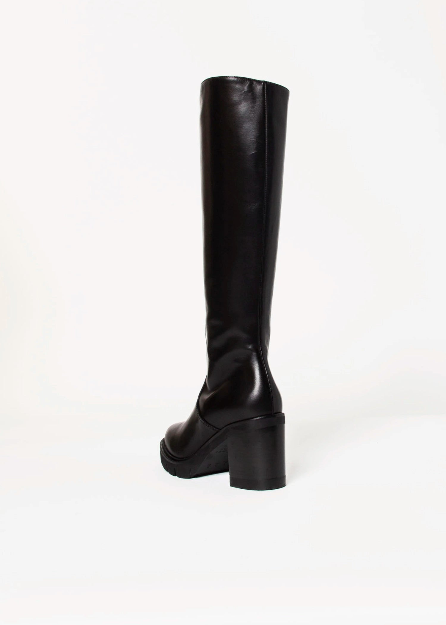 swatch_Black Leather knee high heeled boot boots