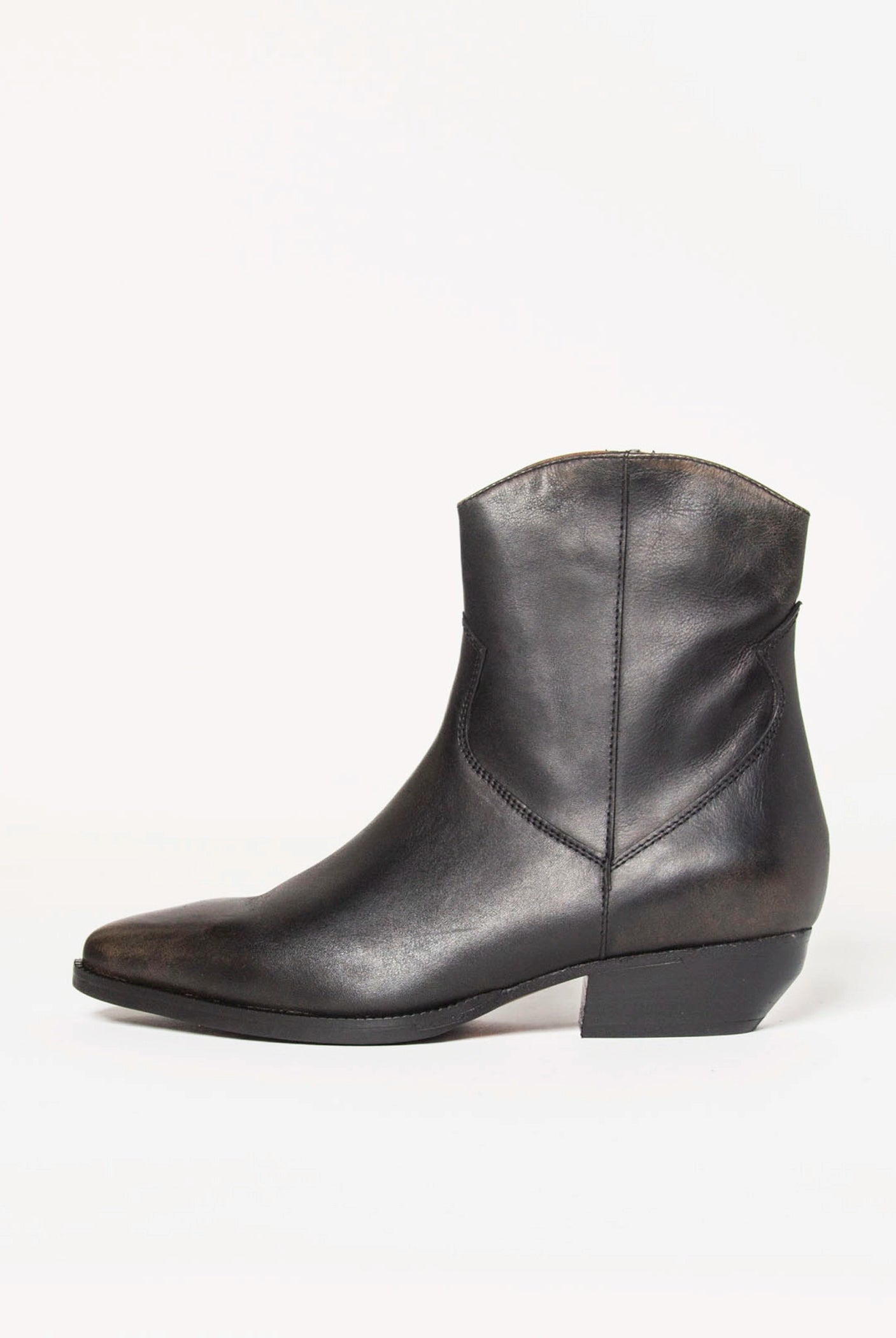 swatch_Black Leather western boot shoes