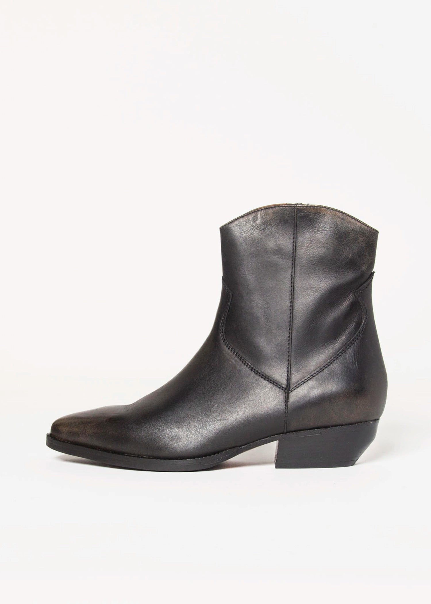 swatch_Black Leather western boot shoes