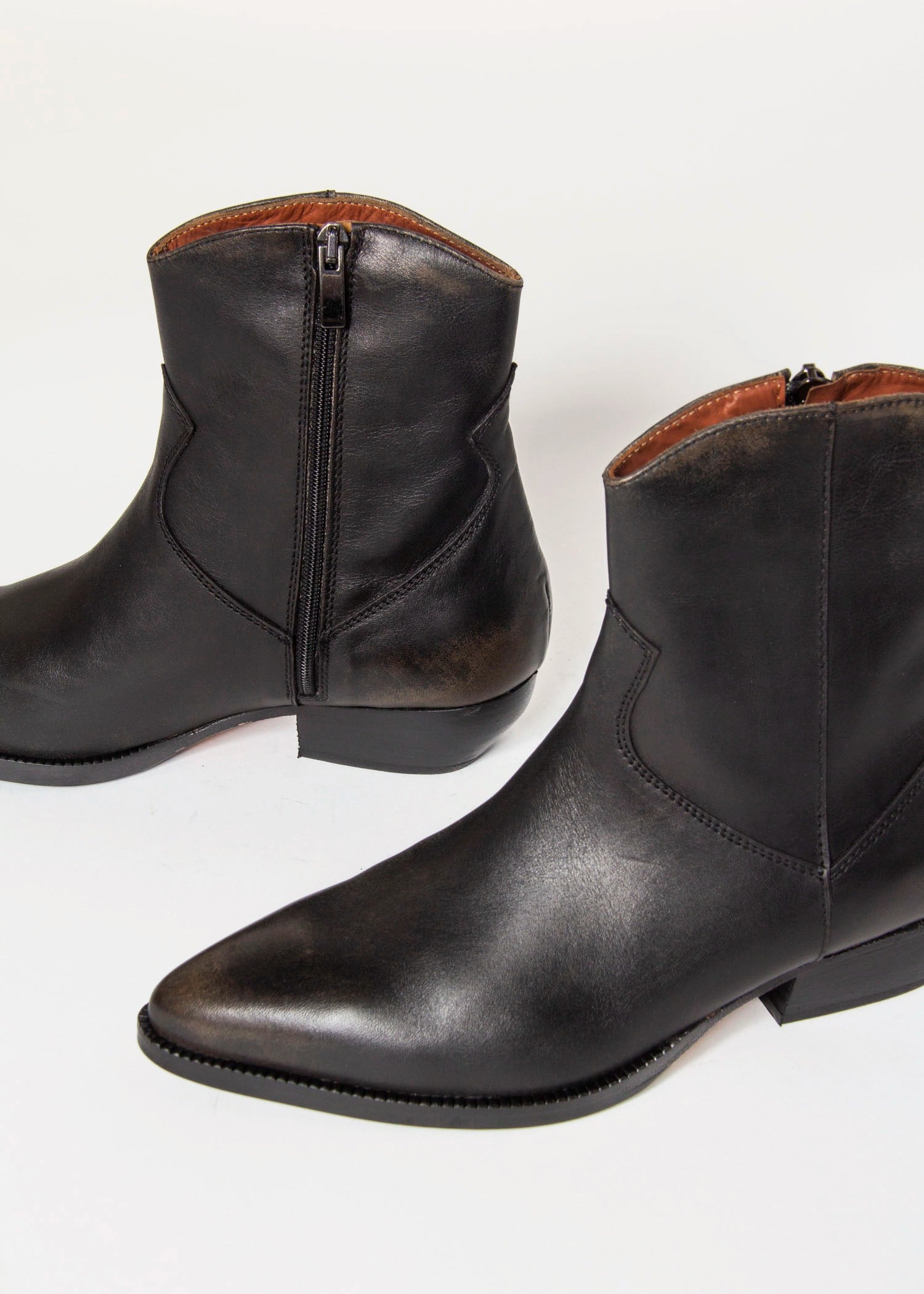 swatch_Black Leather western boot shoes