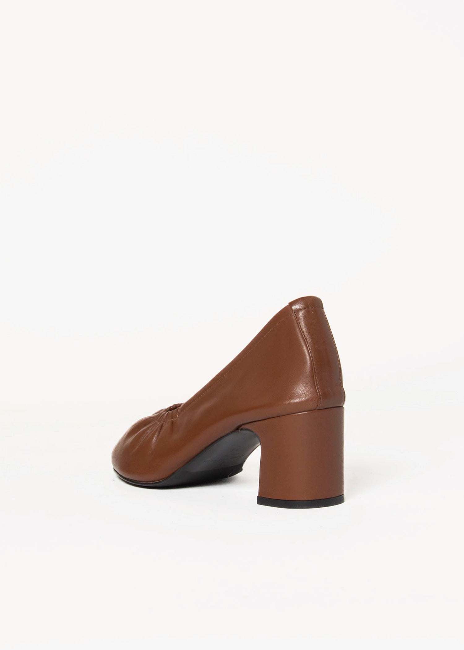swatch_Brown Leather ruched pump shoes