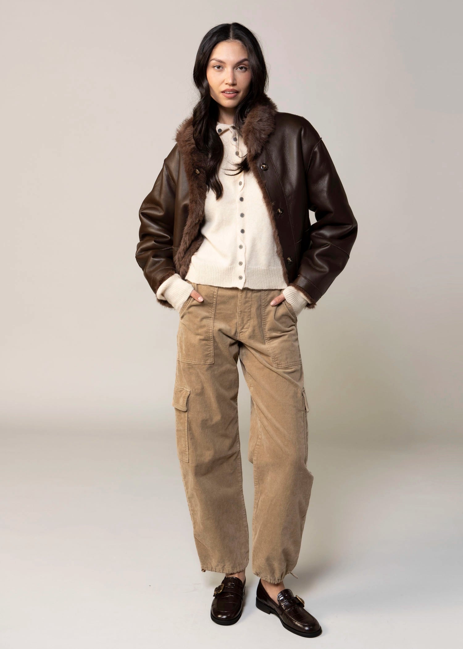 swatch_Chocolate fifteen twenty mackenzie faux leather and fur reversible jacket