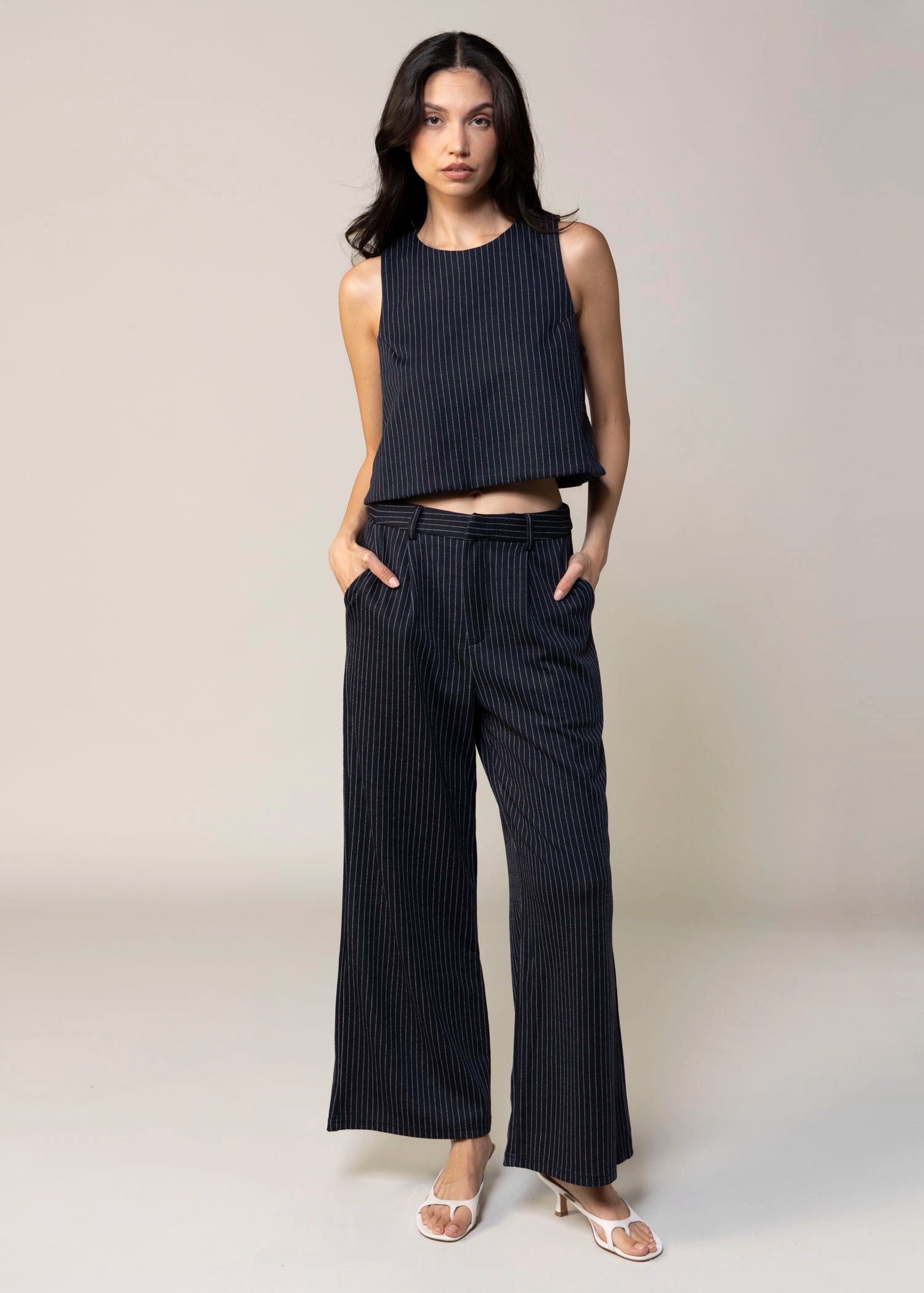 swatch_Navy/Ivory sage the label legacy pinstripe pant