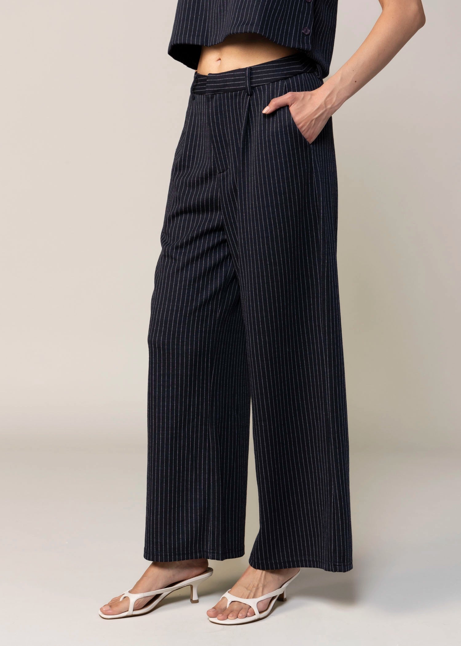 swatch_Navy/Ivory sage the label legacy pinstripe pant