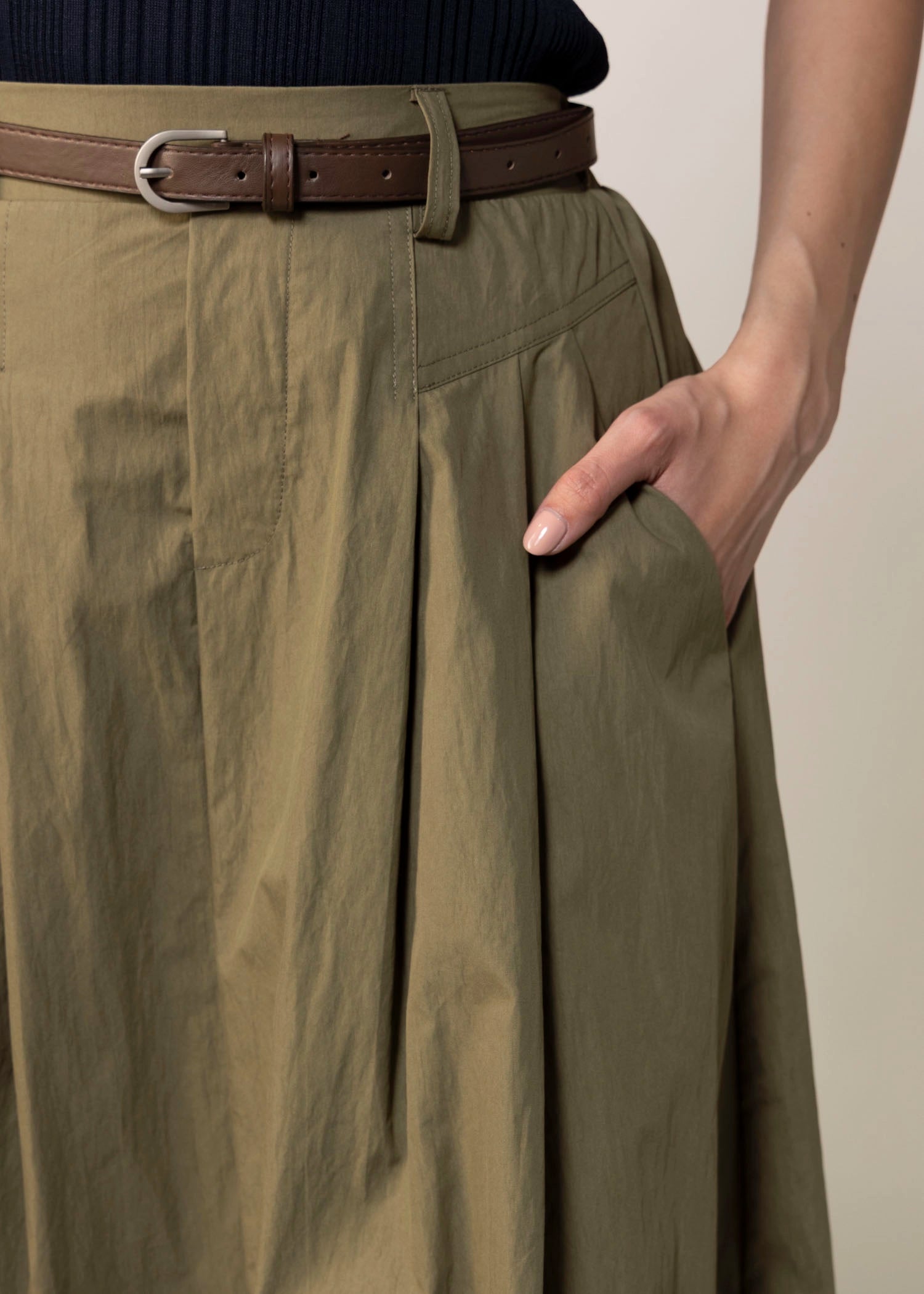 swatch_Olive sadie and sage cotton midi skirt