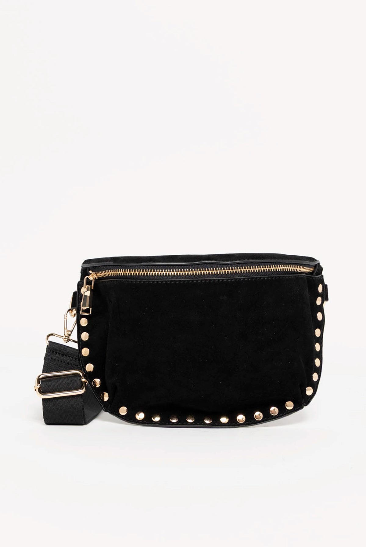 swatch_Black gizelle studded suede crossbody bag