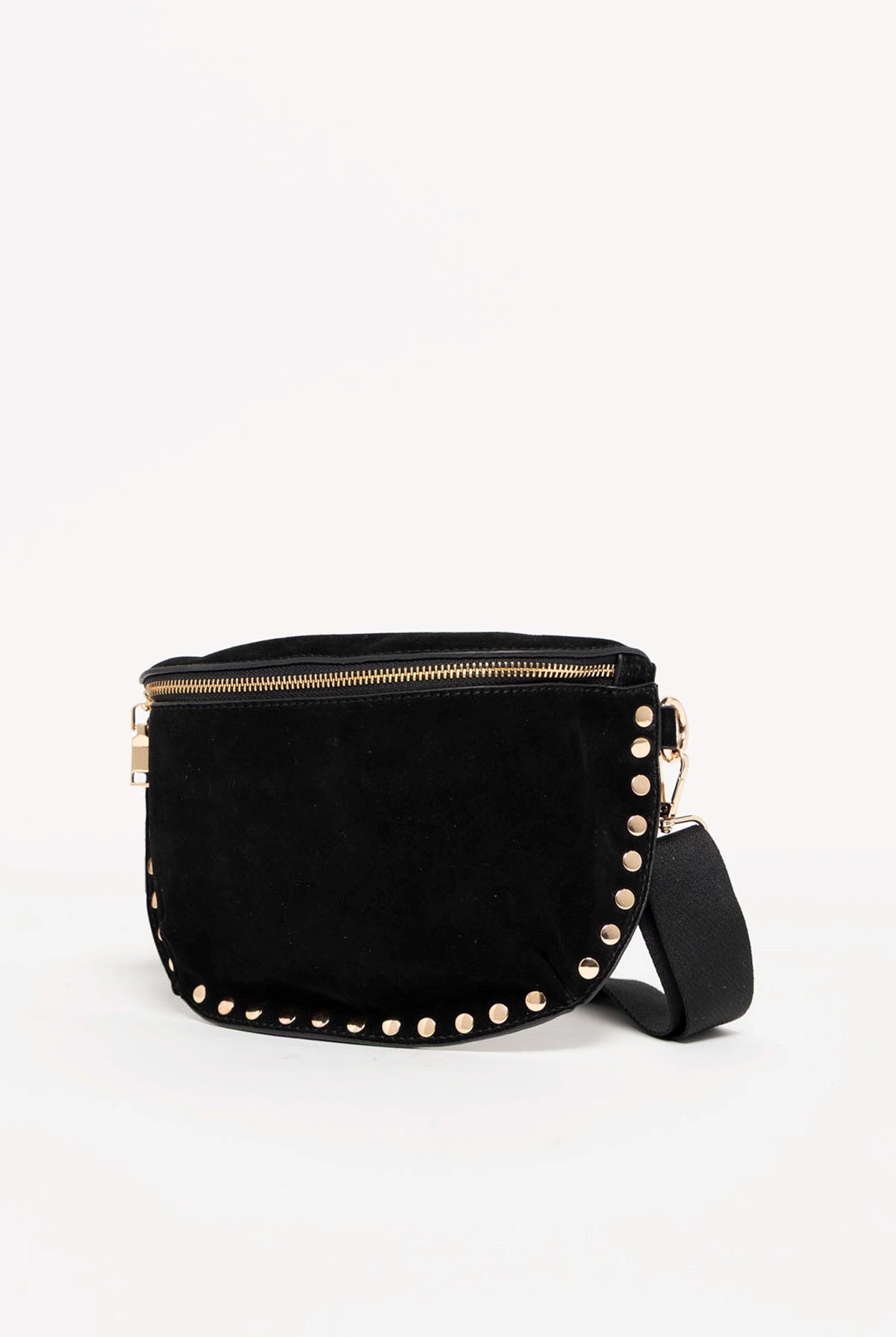 swatch_Black gizelle studded suede crossbody bag