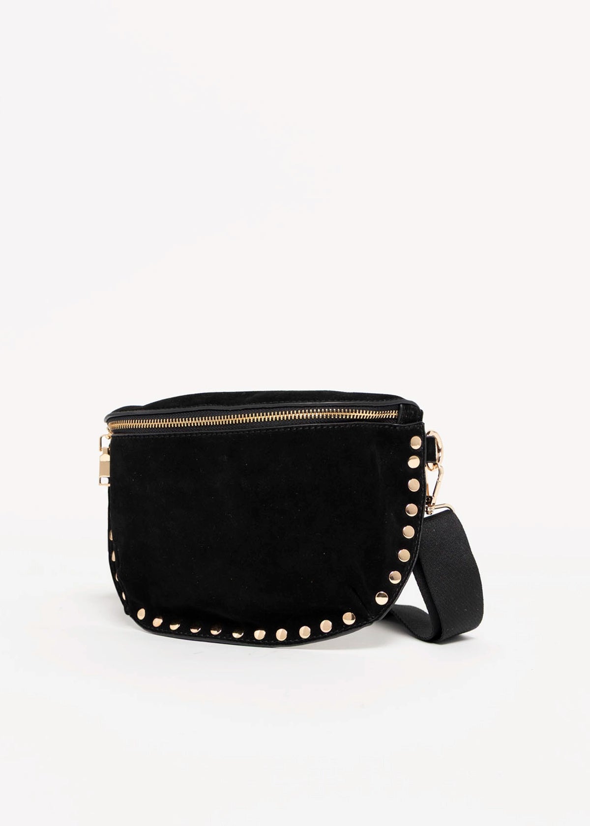 swatch_Black gizelle studded suede crossbody bag