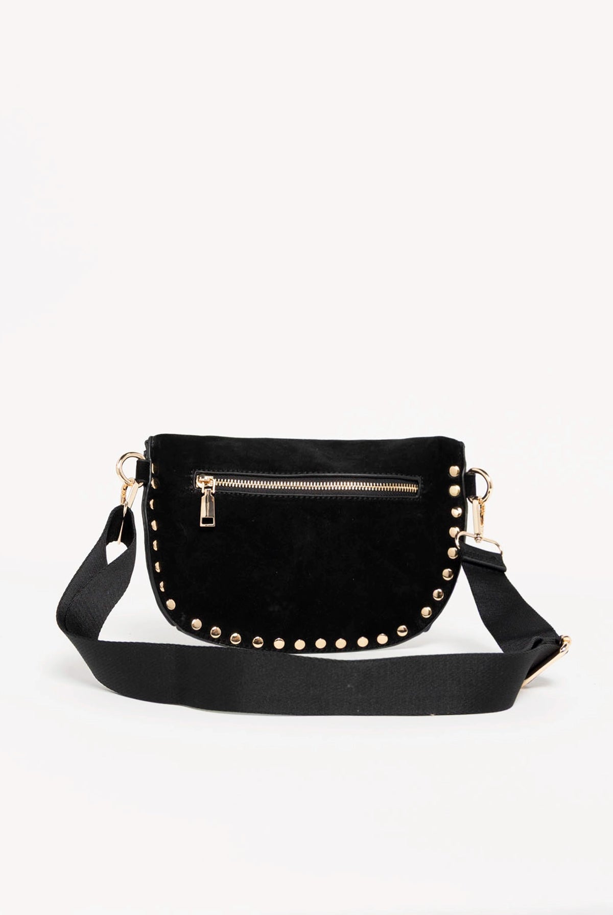 swatch_Black gizelle studded suede crossbody bag