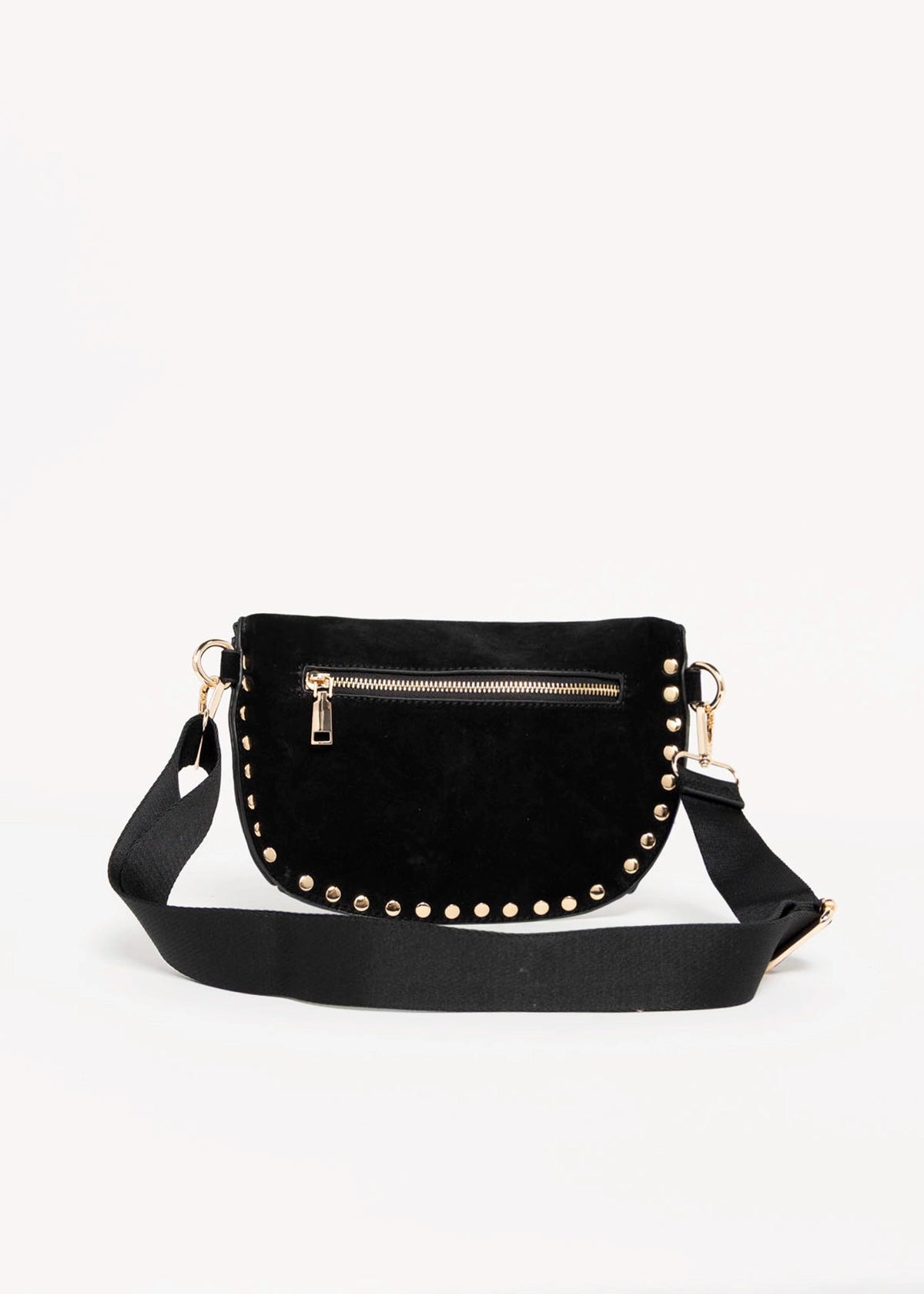 swatch_Black gizelle studded suede crossbody bag