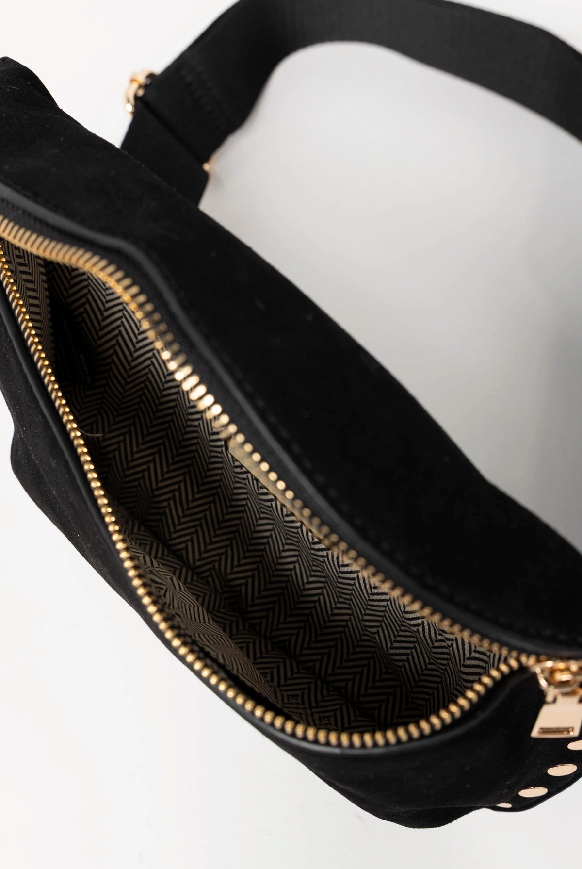 swatch_Black gizelle studded suede crossbody bag
