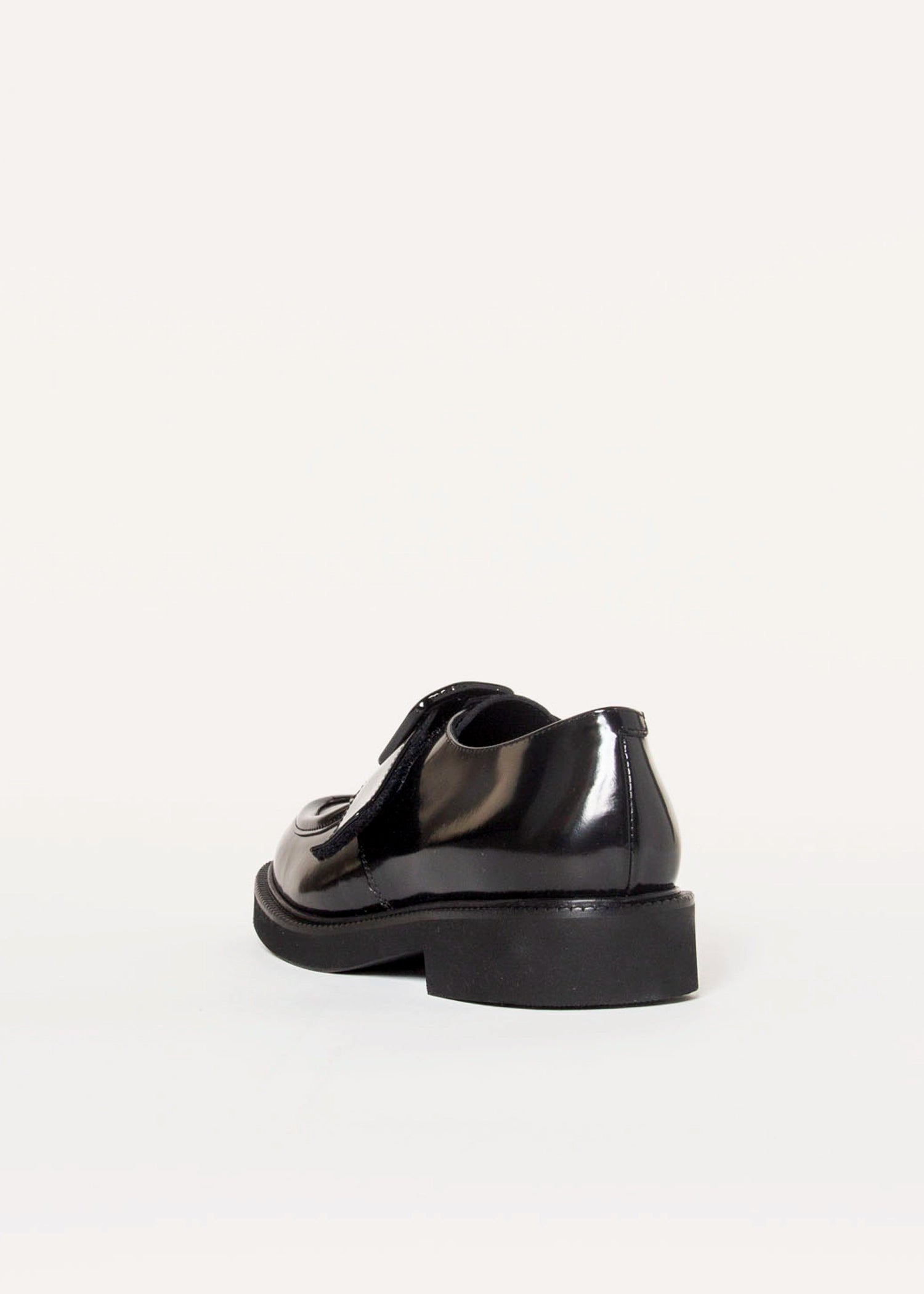 swatch_Black Leather buckle loafer shoes