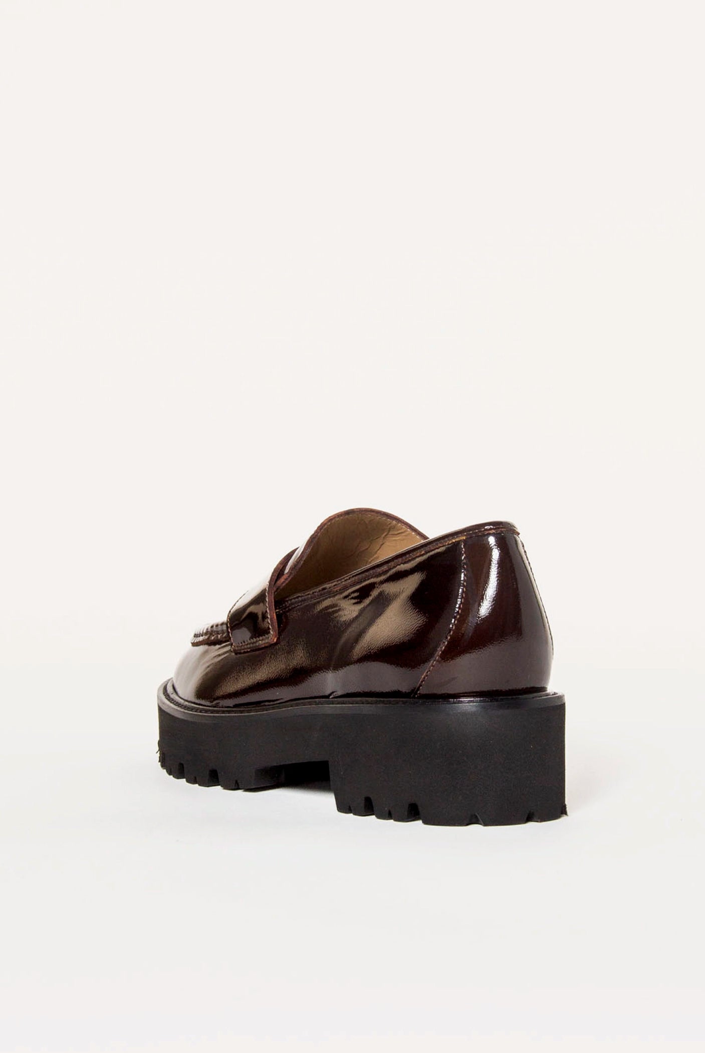 swatch_Brown Patent lug sole loafer shoes