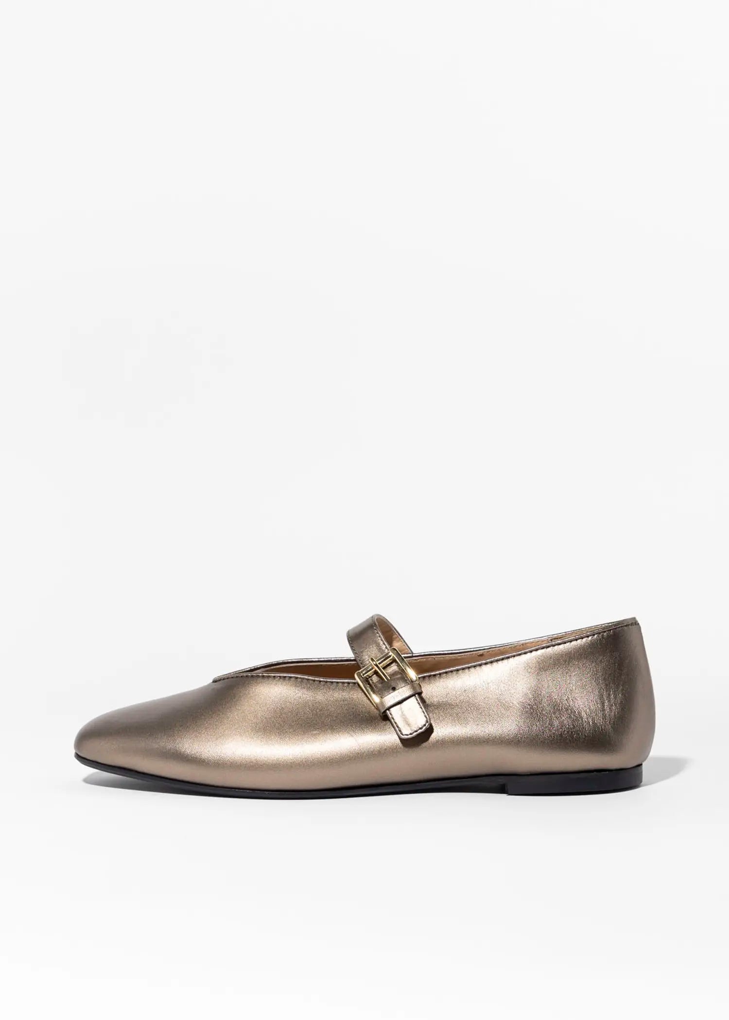swatch_bronze leather leather mary jane flat shoes