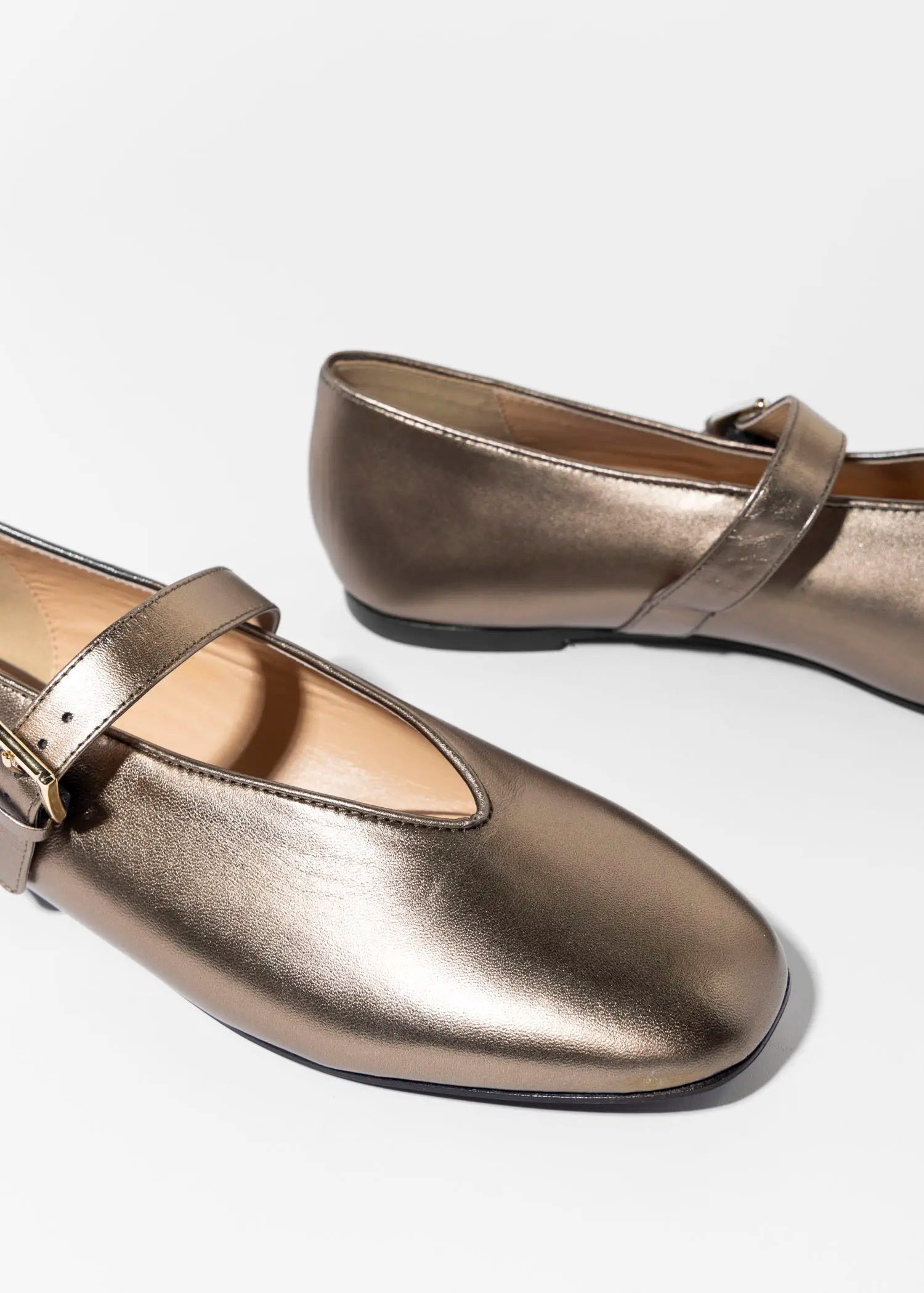 swatch_bronze leather leather mary jane flat shoes