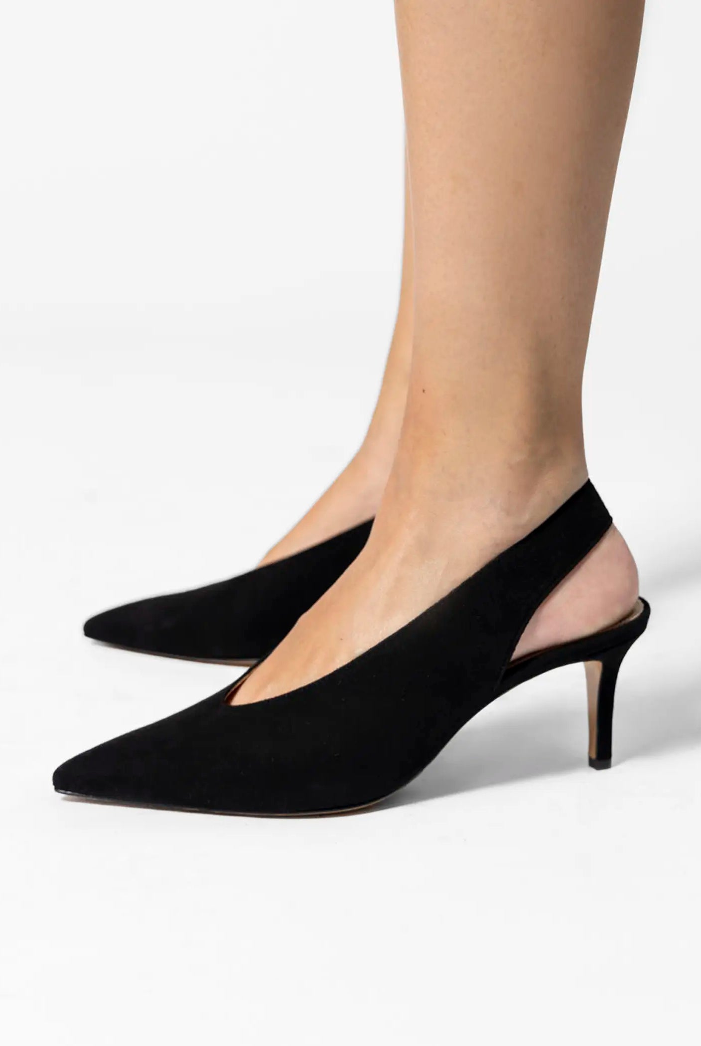swatch_black suede lupin slingback pump heels
