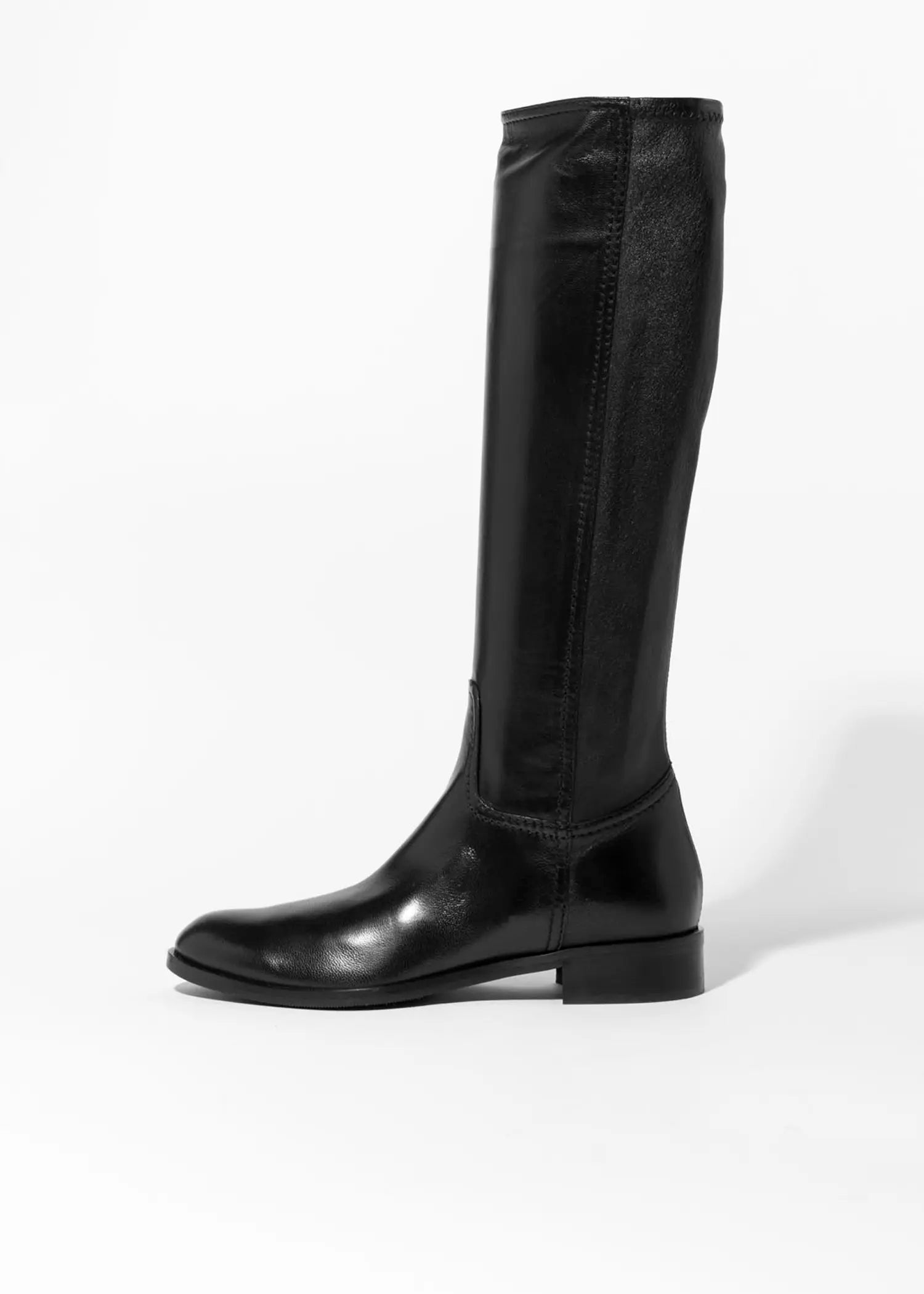 swatch_black leather leather riding boot boots