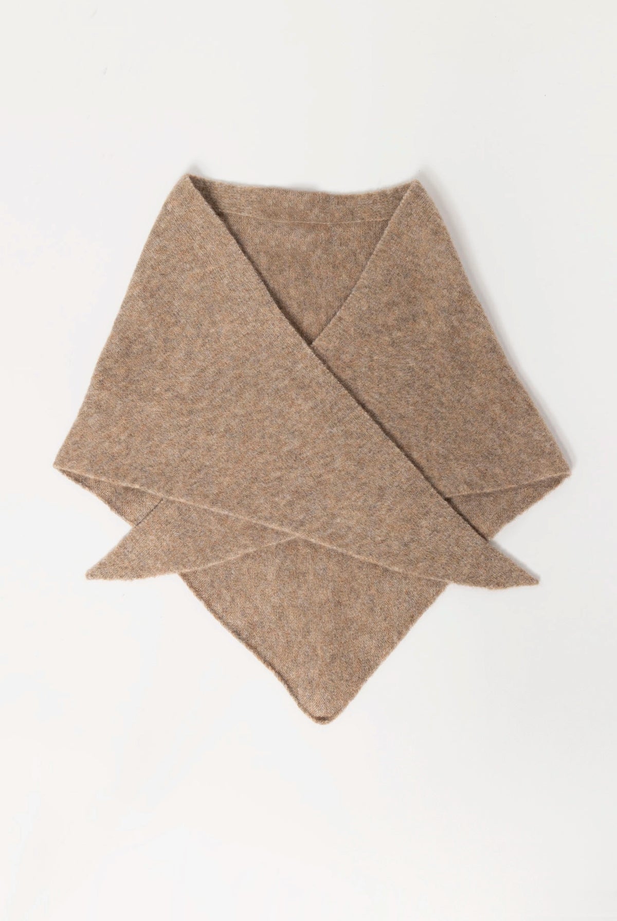 swatch_Brown wool knit triangle scarf