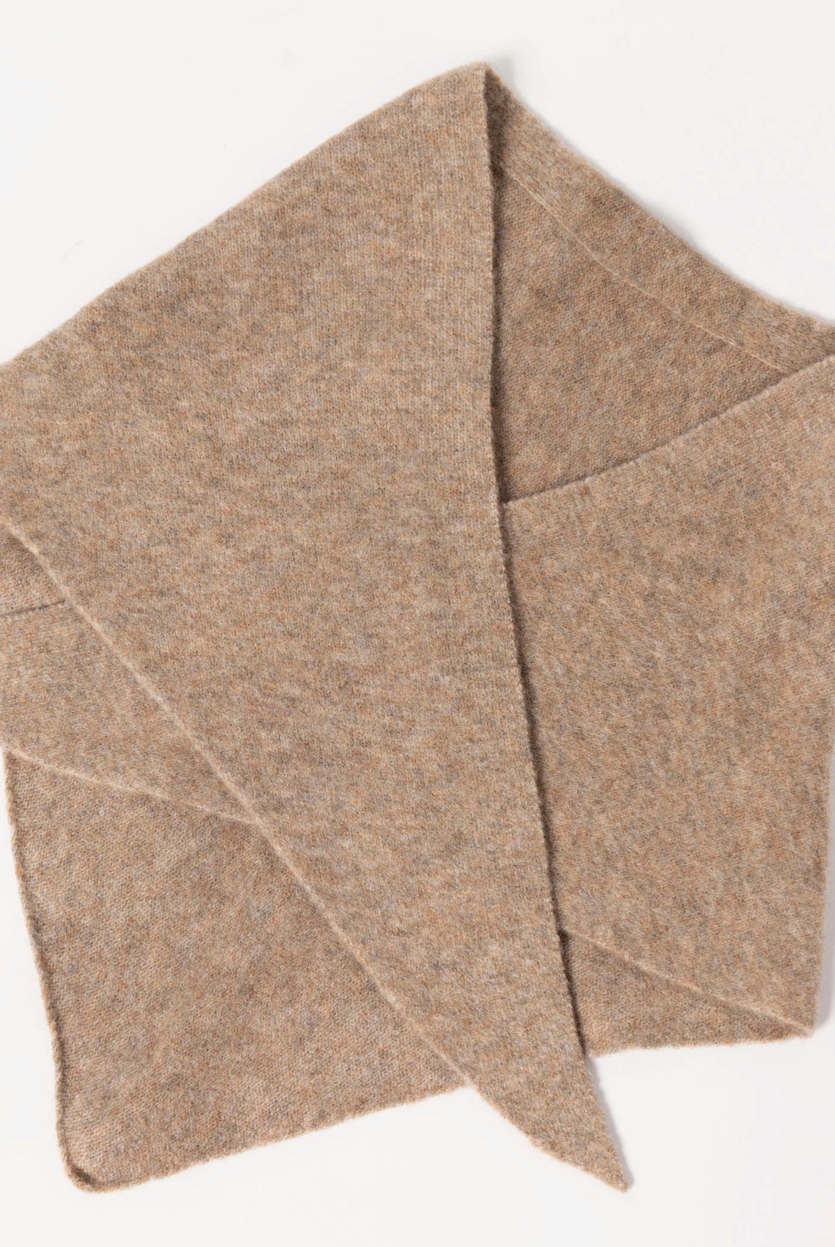swatch_Brown wool knit triangle scarf