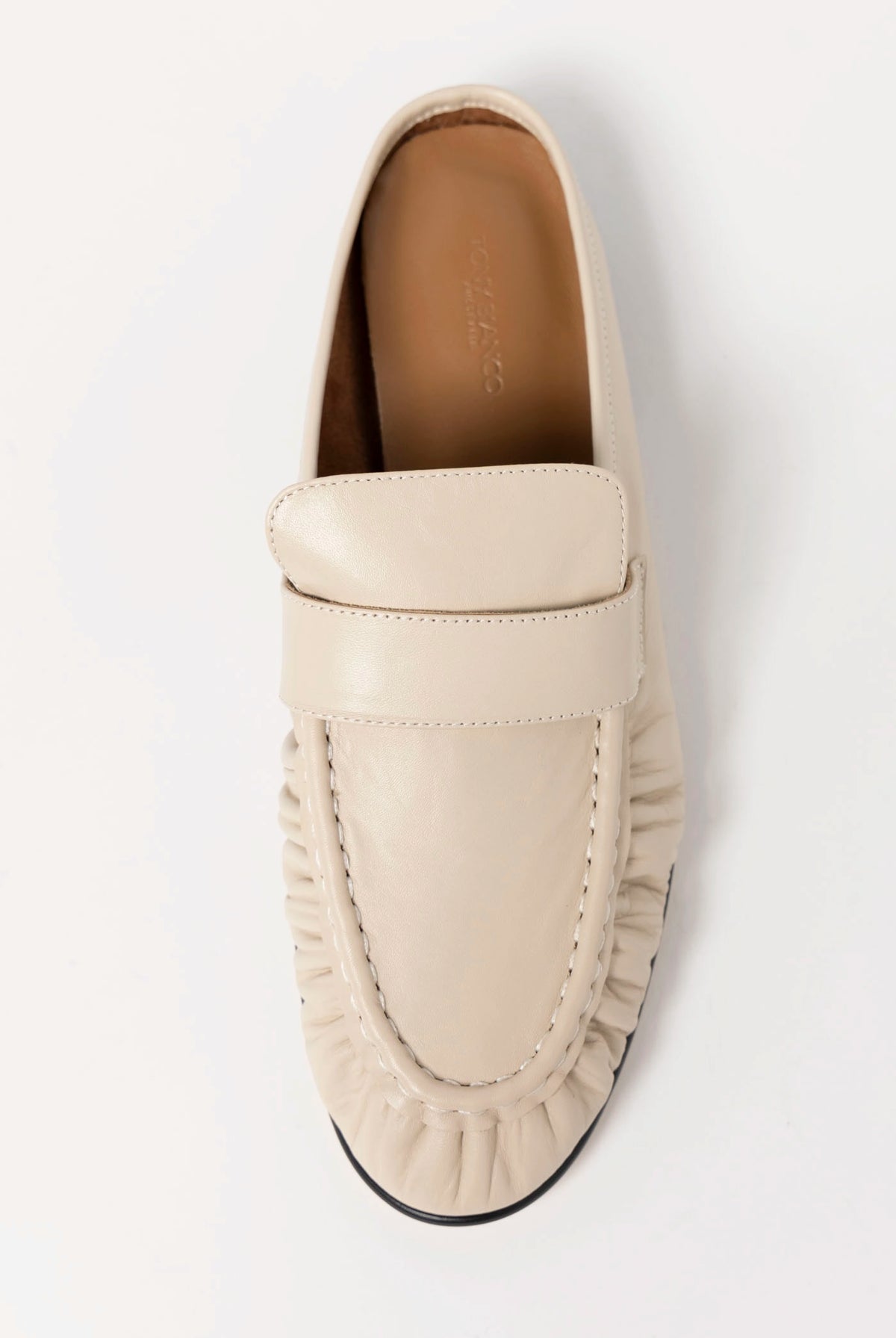 swatch_Vanilla Leather tony bianco glacier ruched mule loafer