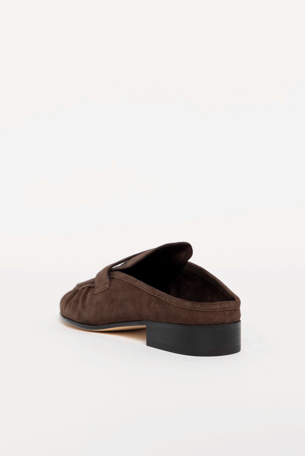 swatch_Espresso Suede tony bianco glacier ruched mule loafer