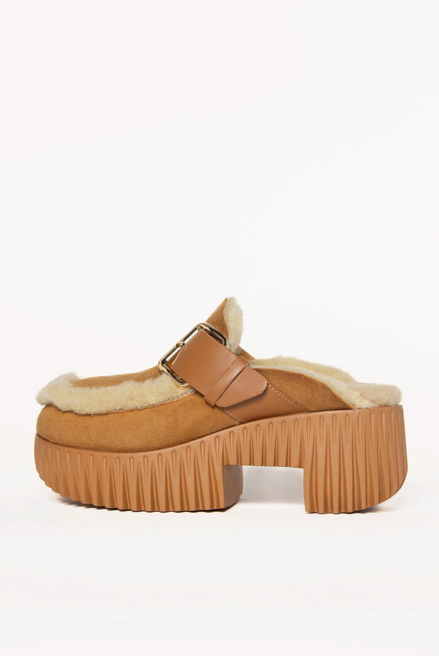 swatch_Camel plia amber shearling clog