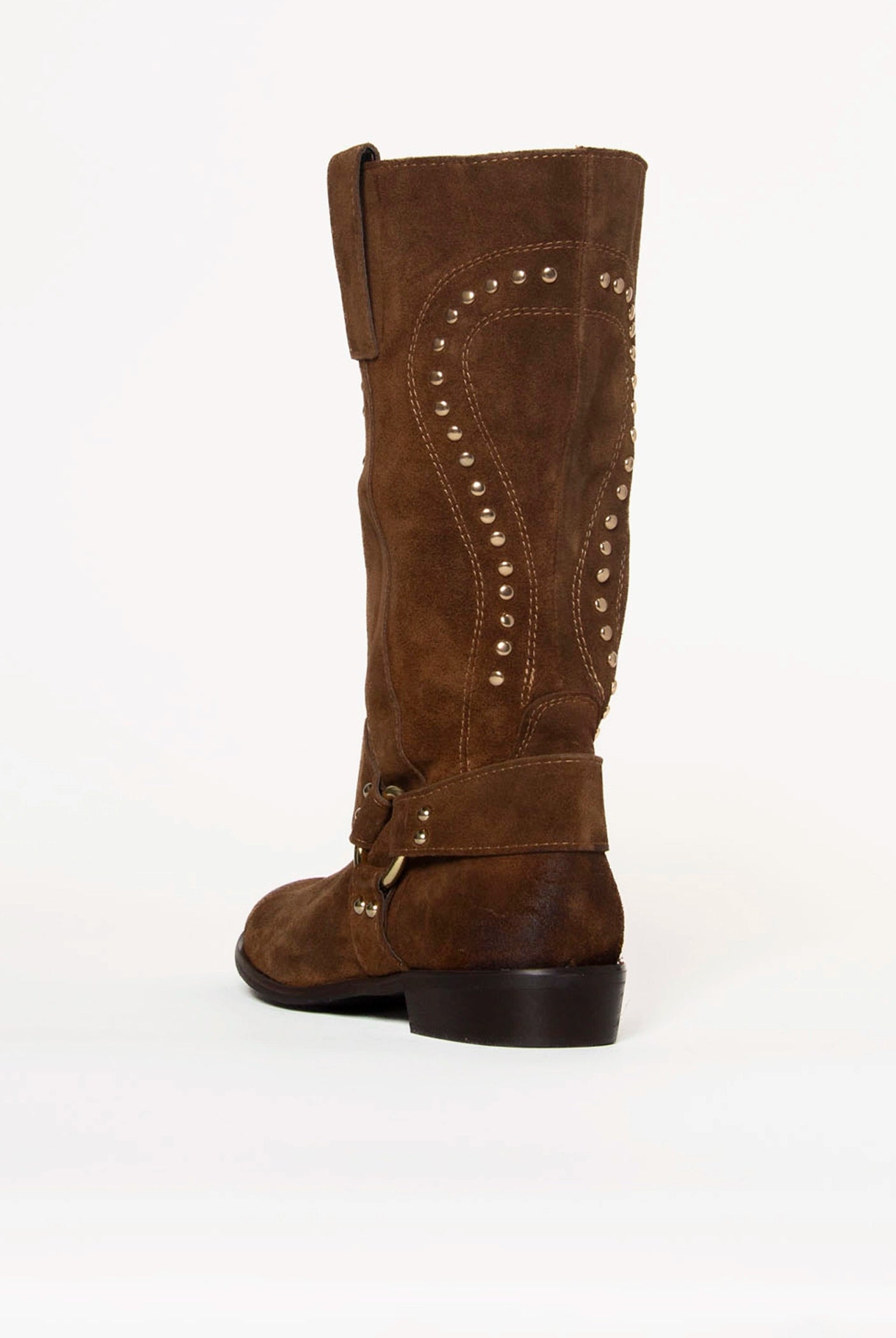swatch_Brown Suede stud western boot shoes