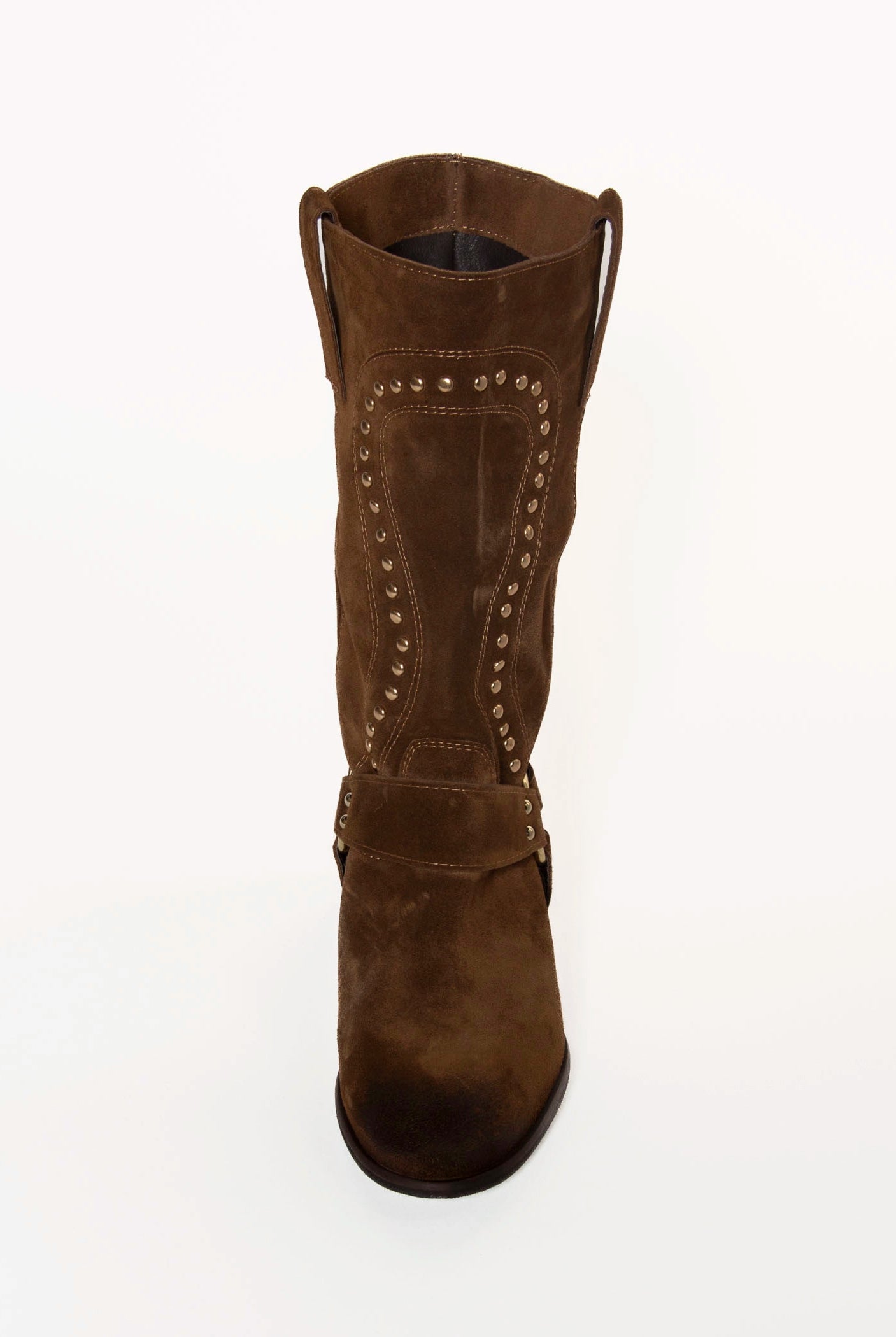swatch_Brown Suede stud western boot shoes