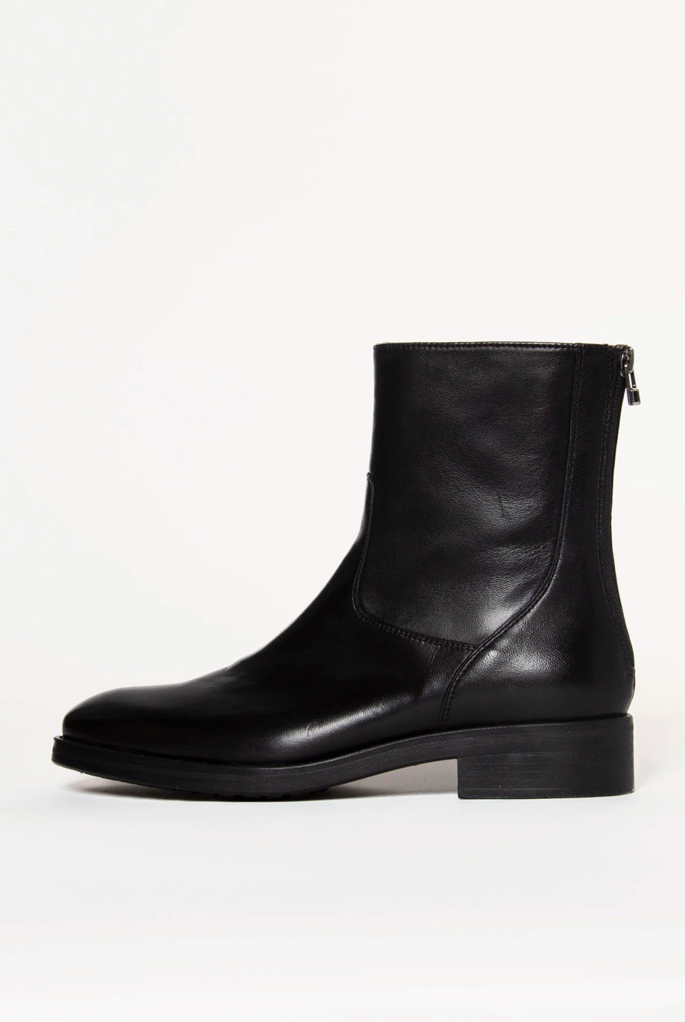 swatch_Black Leather ankle boot shoes