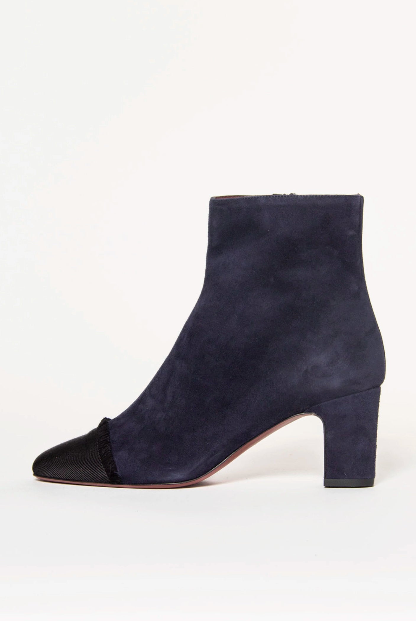 swatch_Navy Suede heeled ankle boot