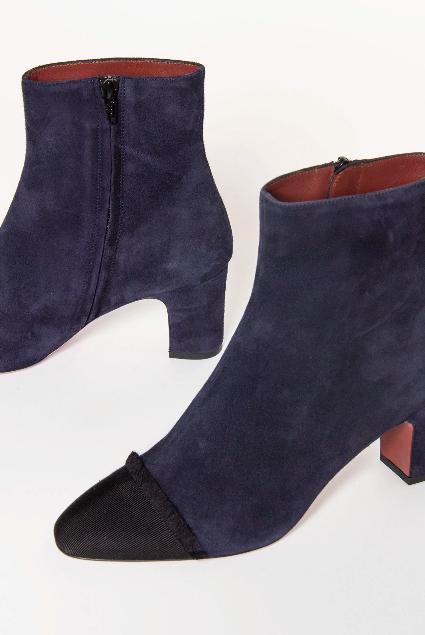 swatch_Navy Suede heeled ankle boot