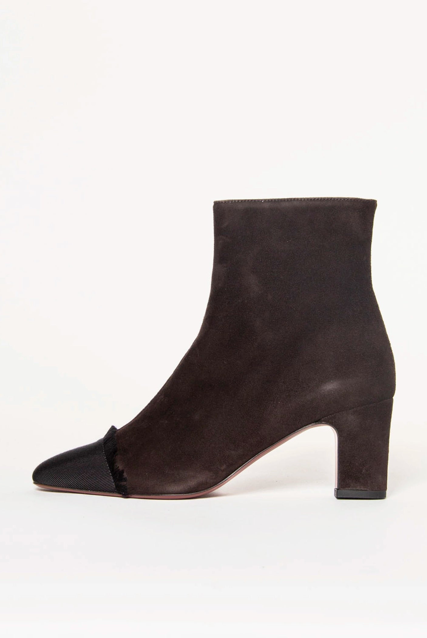 swatch_Chocolate Suede heeled ankle boot