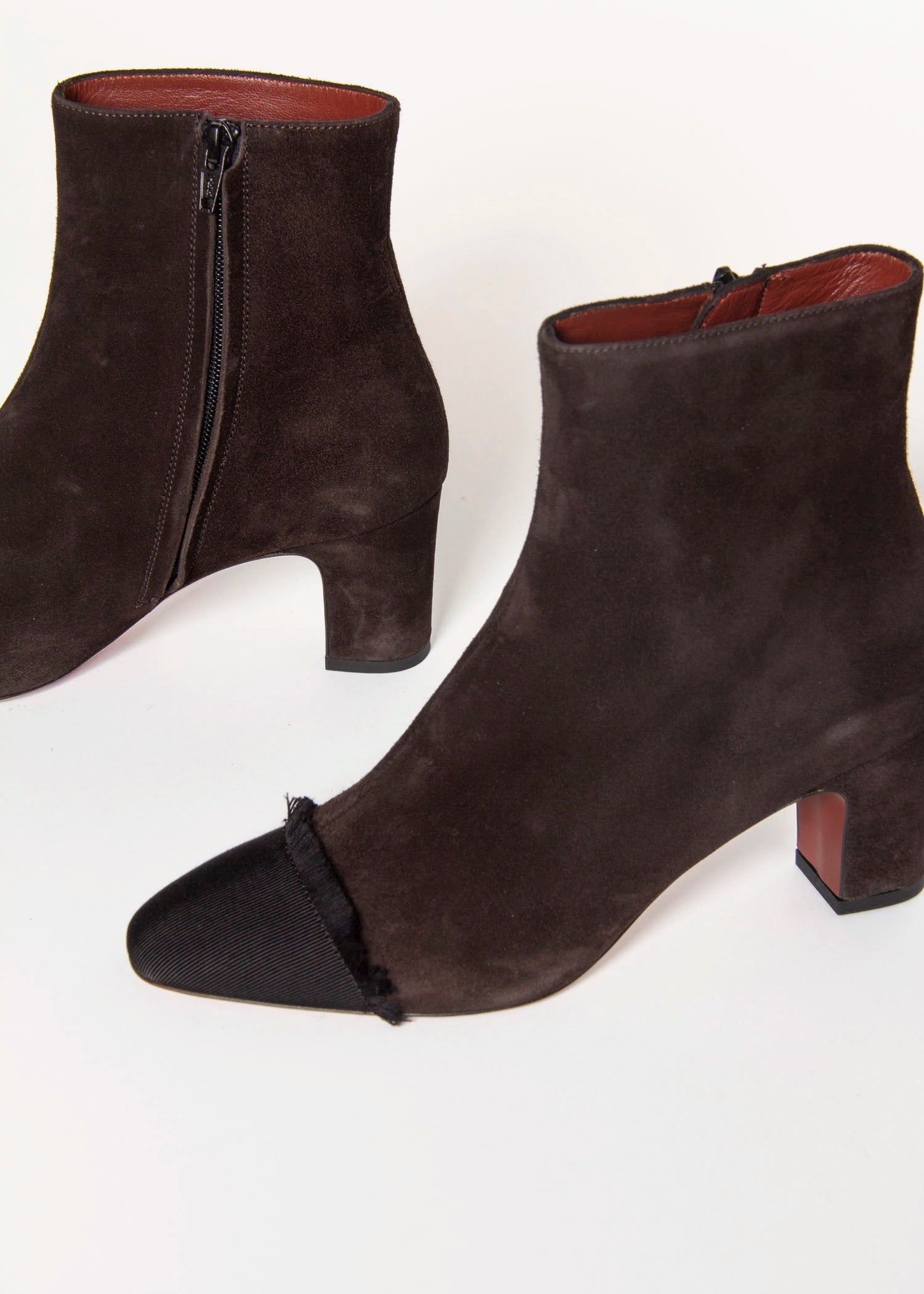 swatch_Chocolate Suede heeled ankle boot