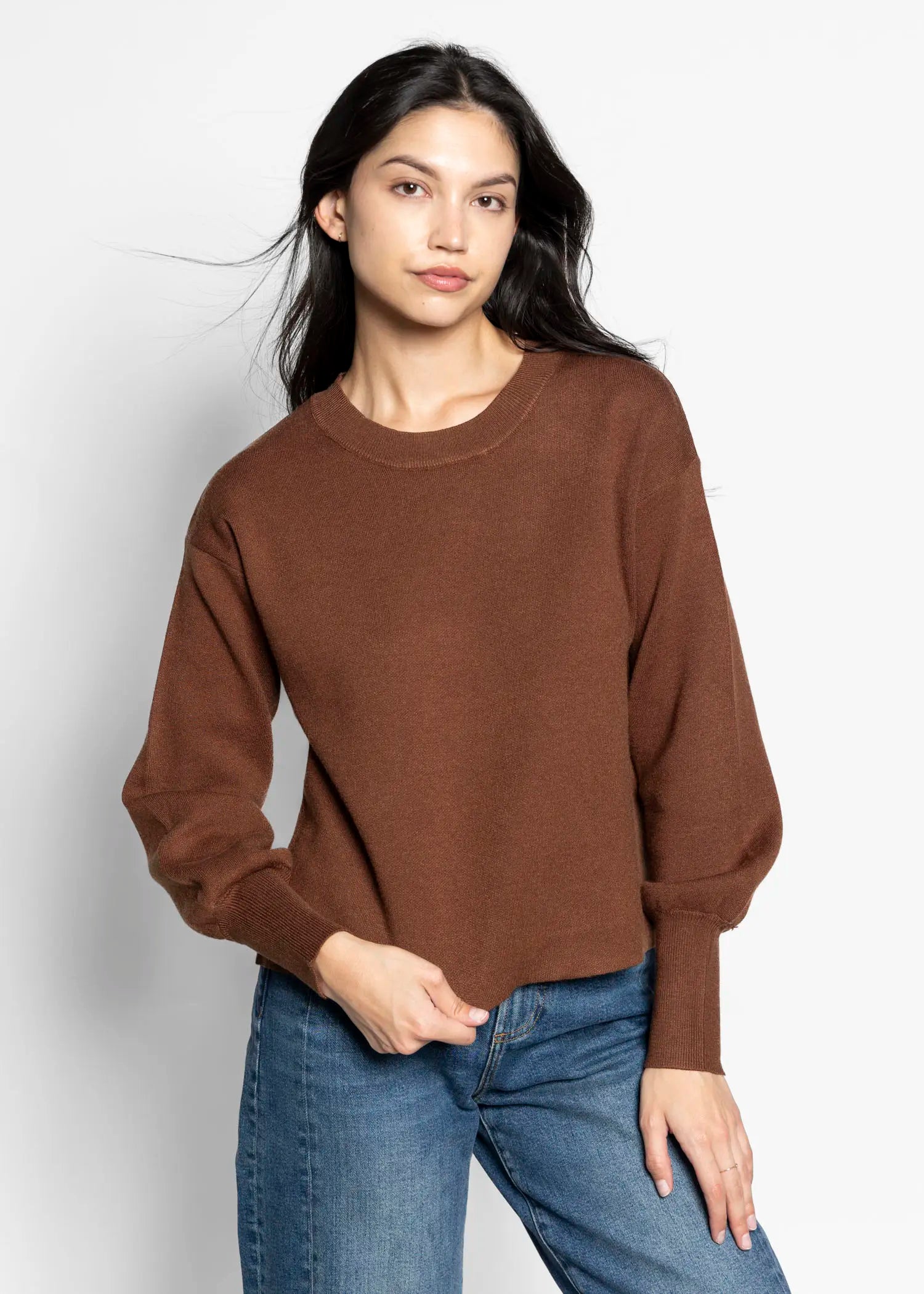 swatch_sepia balloon sleeve sweater apparel