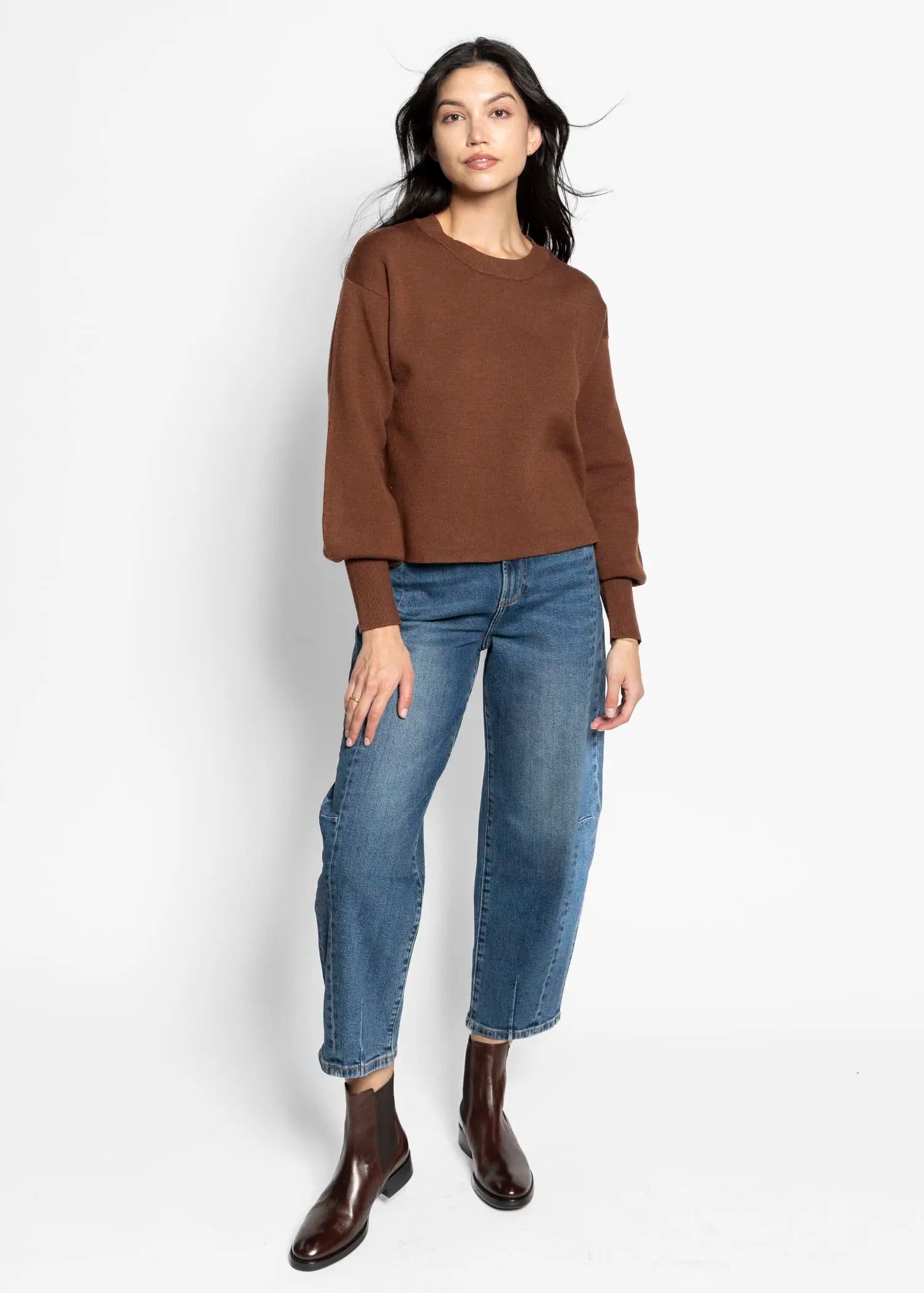 swatch_sepia balloon sleeve sweater apparel