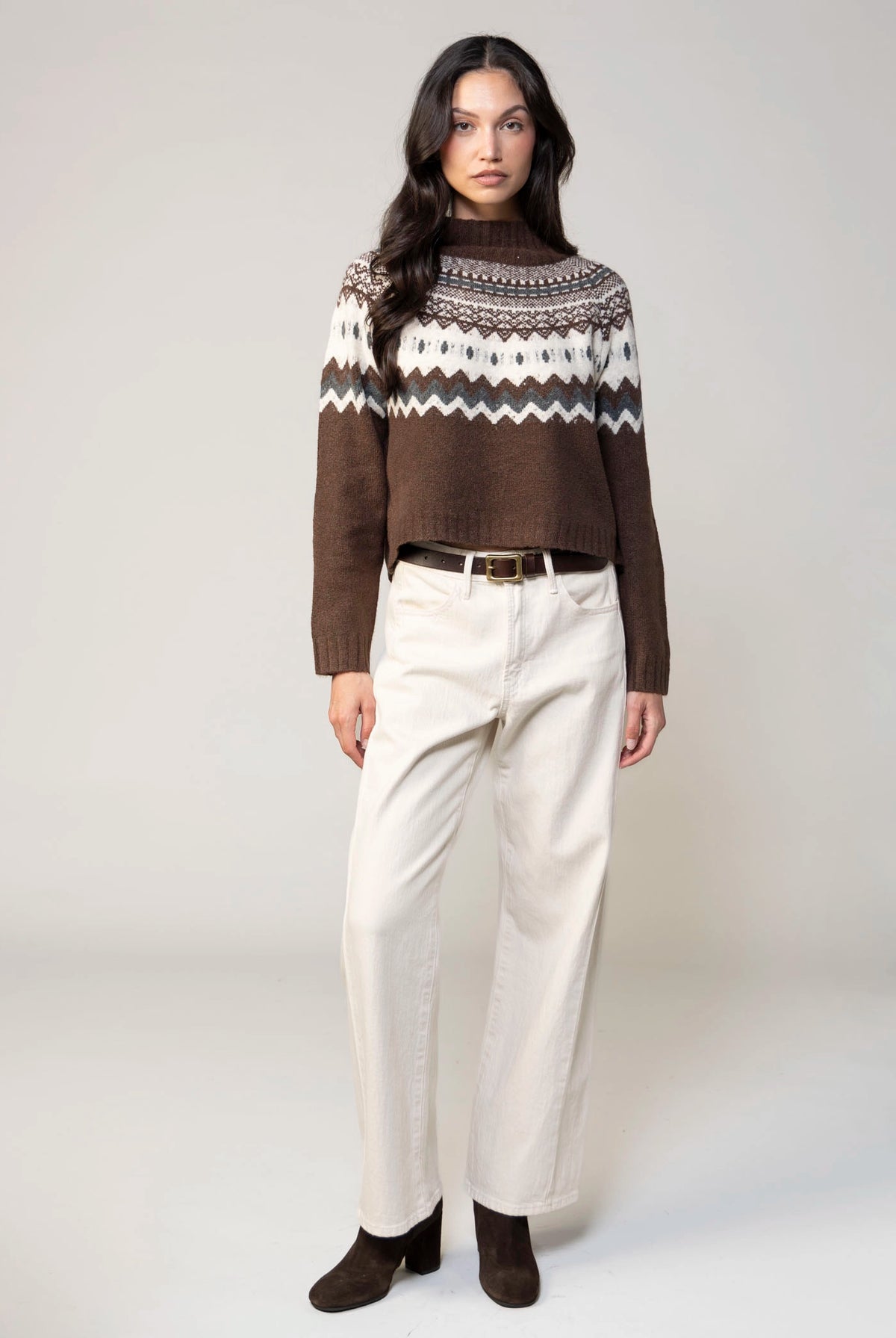 swatch_Brown/Ecru deluc cinnamon turtleneck sweater