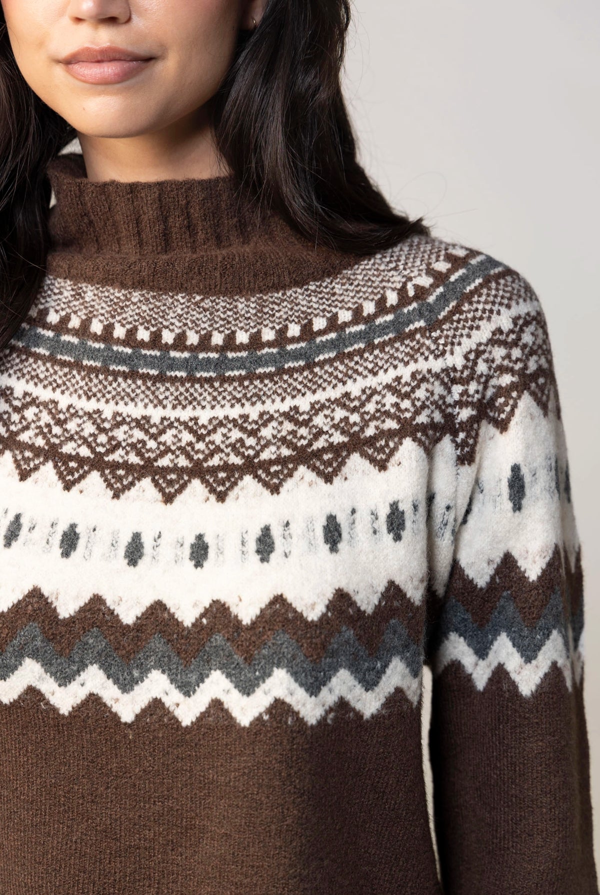 swatch_Brown/Ecru deluc cinnamon turtleneck sweater