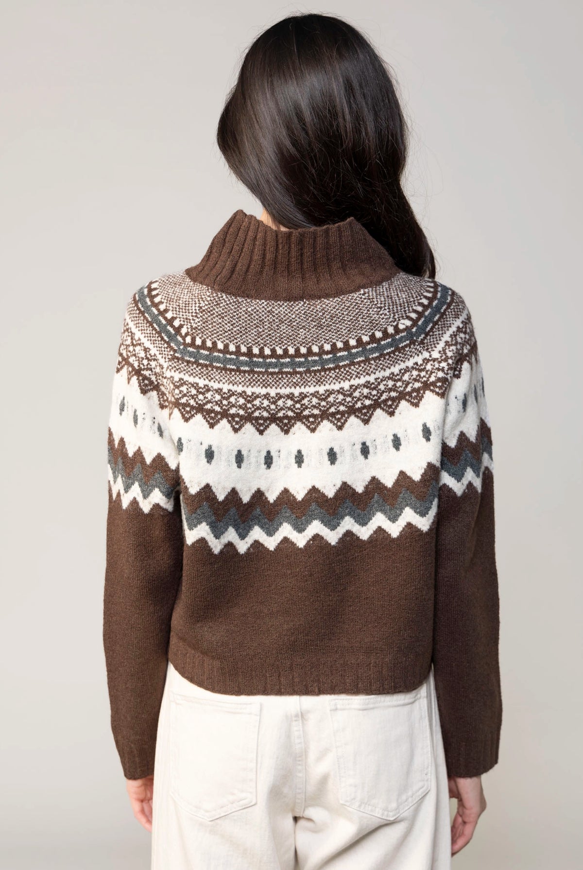 swatch_Brown/Ecru deluc cinnamon turtleneck sweater