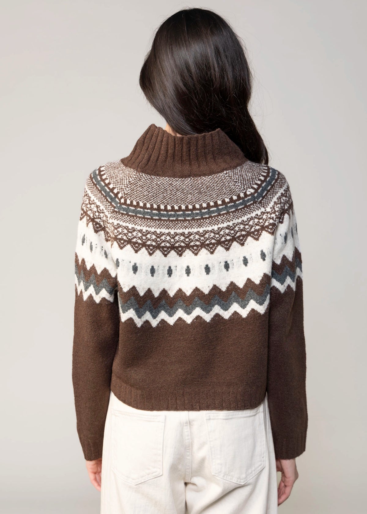 swatch_Brown/Ecru deluc cinnamon turtleneck sweater